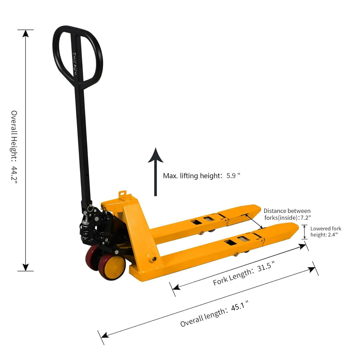 Tory Carrier Mini Pallet Jack Trucks, 2200 lbs Capacity 31.5" x 15" Forks, Small Size Narrow Manual Pallet Lift, Foldable Forks and Handle, Orange