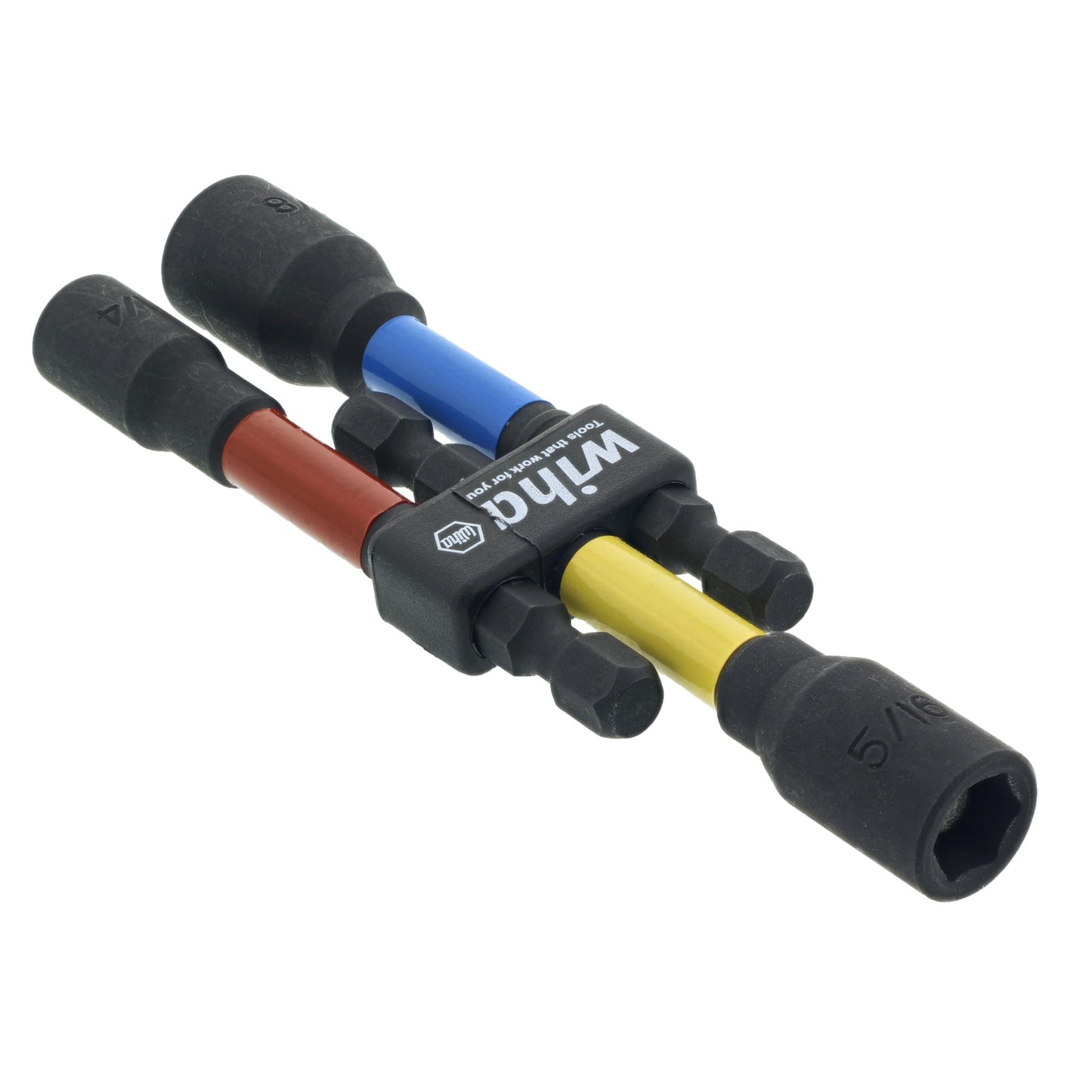 Wiha 70486 Magnetic Nut Setter Set, 6 Piece SAE, Color Coded, 1/4-Inch Hex Drive, Impact Rated