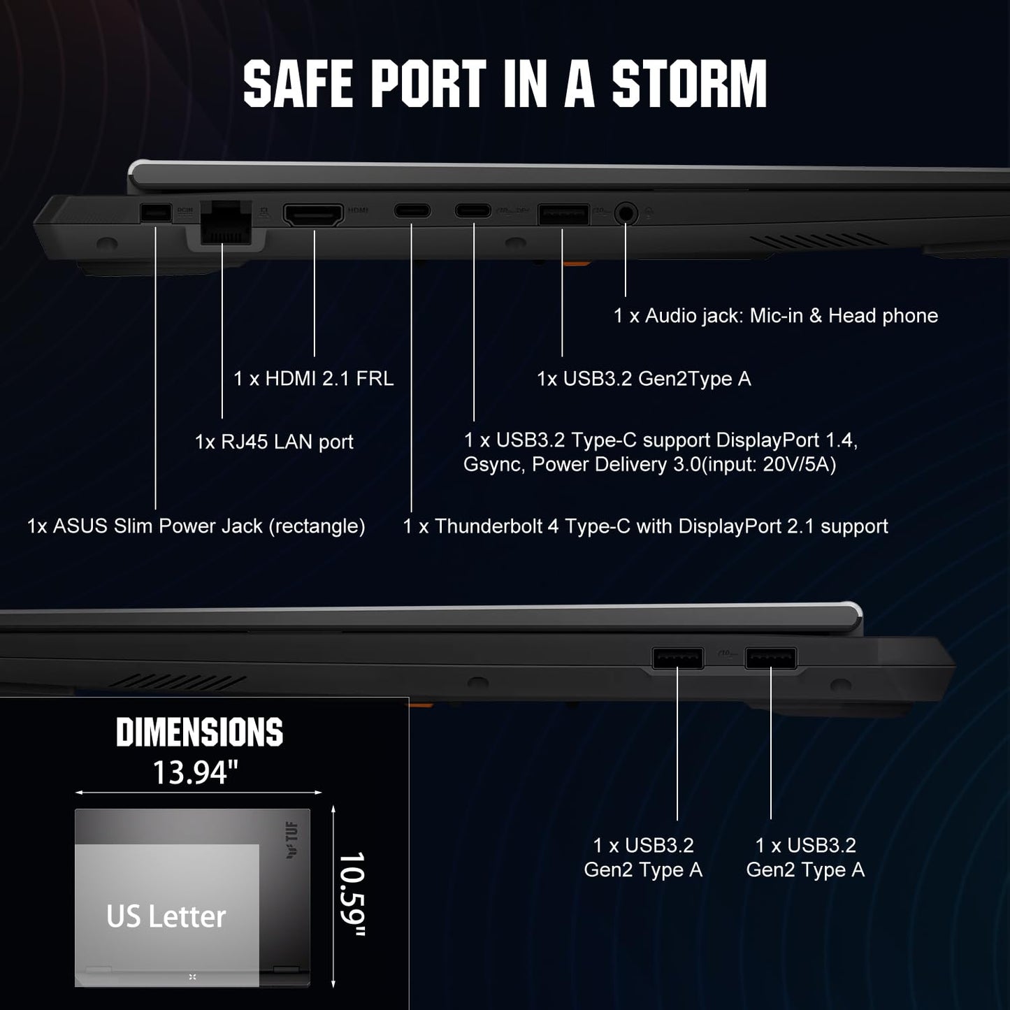 ASUS TUF Gaming F16 5050 Gaming Laptop, Intel Core i5-13450HX, 16" FHD+ 165Hz Anti-Glare 100% sRGB, GeForce RTX 5050, 16GB DDR5, 1TB SSD, RGB Backlit KB, IR Camera, HDMI, Windows 11 Home, w/Bundle