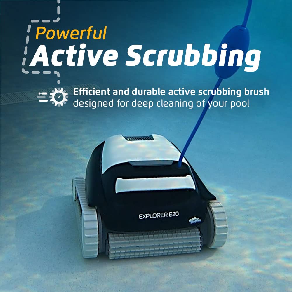Dolphin (2026 Model) E10 Automatic Robotic Pool Vacuum Cleaner, Active Scrubber Brush, Top Load Filters Access, Ideal for Above-Ground Pools up to 30 FT in Length
