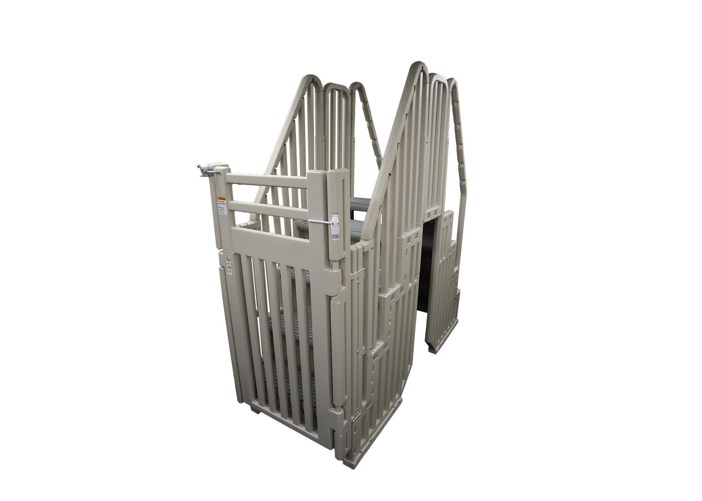 Confer Plastics Step-1X: Sturdy Above Ground Entry System with Dual Handrails and Slip-Resistant Steps, Easy Installation, Supports up to 400 lbs - Proudly Made in USA. Warm Grey with Grey Treads