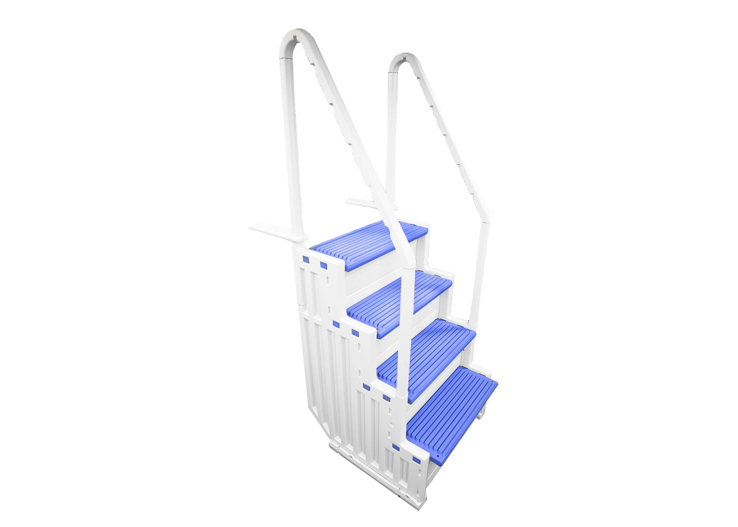 Confer Plastics Step-1X: Sturdy Above Ground Entry System with Dual Handrails and Slip-Resistant Steps, Easy Installation, Supports up to 400 lbs - Proudly Made in USA. Warm Grey with Grey Treads