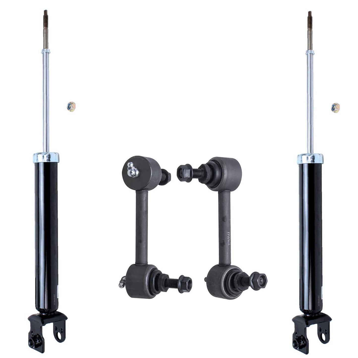 Detroit Axle - Front and Rear Shock Absorbers for 2007-2017 Jeep Wrangler, 2018 Wrangler JK 4 Complete Shock Absorber Assembly 2008 2009 2010 2011 2012 2013 2014 2015 2016 Replacement