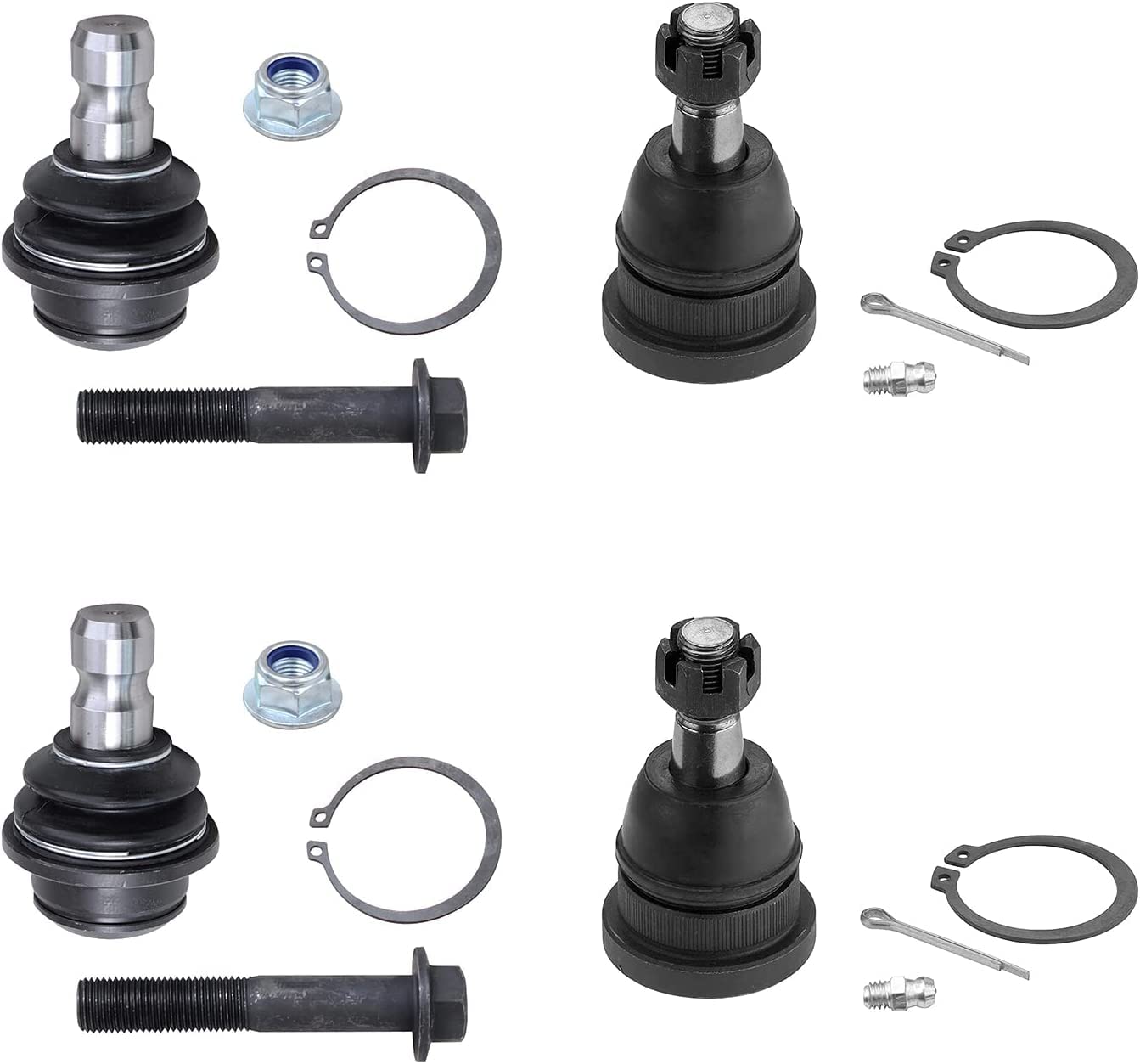 Detroit Axle - 4WD Front 4pc Ball Joints for Ford F-250 F-350 F-450 F-550 Excursion, 4 Upper & Lower Ball Joints Replacement