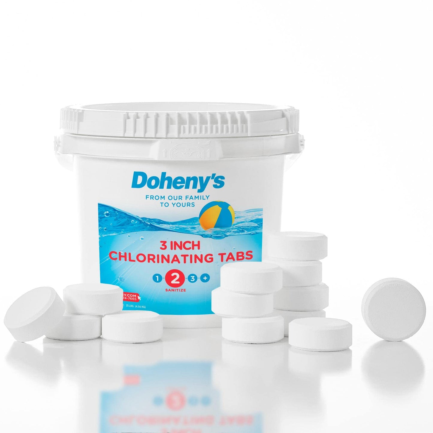 Doheny’s 3-Inch Stabilized Chlorine Tablets for Sanitizing Swimming Pools | 99% Pure Tri-Chlor, 90% Available Chlorine | Long-Lasting, UV-Protected, Slow-Dissolving | Individually Wrapped 50lb Bucket