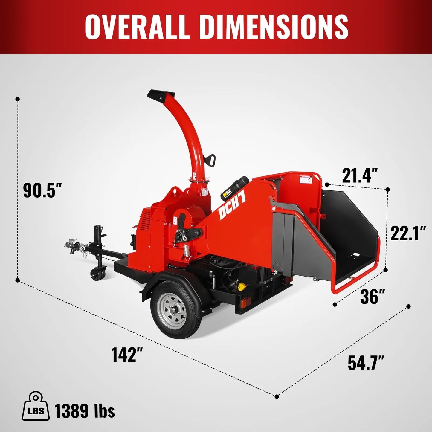 MechMaxx 6 inch ZONSEN 459cc 15hp E-Start Gas Powered 4-Wheels Wood Chipper Shredder Mulcher with Towbar/Tail Light/Emergency Stop Button/Stop Bar, Model B150 Red