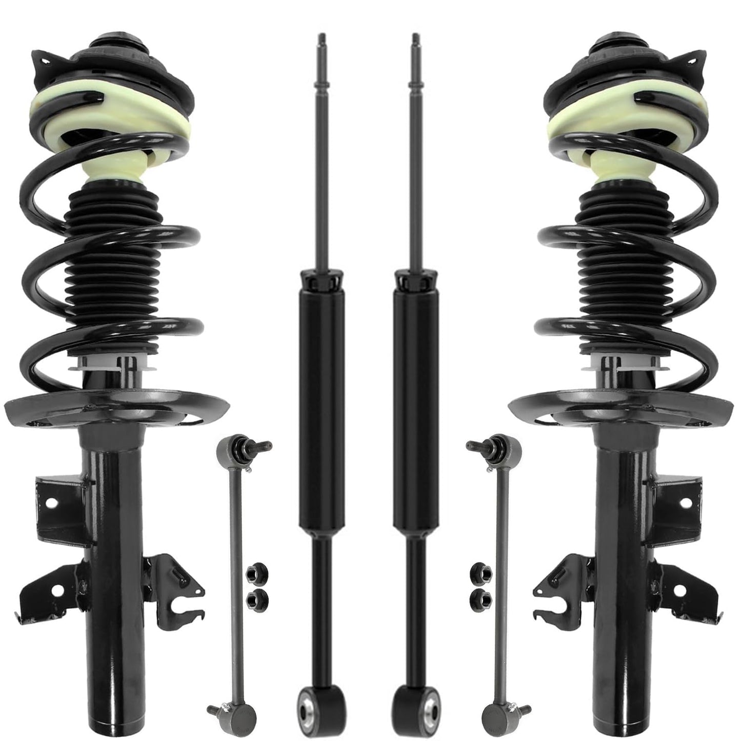 Detroit Axle - 6pc Struts Shocks Kit for 2014-2018 Chevy Silverado 1500 GMC Sierra 1500, 2 Front Struts w/Coil Springs 2 Sway Bars 2 Rear Shock Absorbers 2015 2016 2017 Replacement Suspension