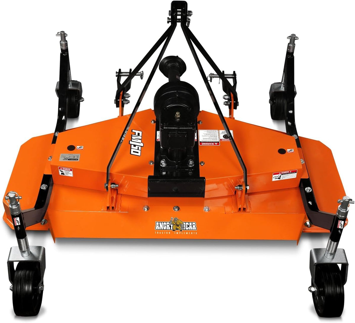 3 Point PTO 60'' Working Width Finish Mower Attachment for 18-50hp Tractor, Category 1 Hitch, 4-Tires, 0.4'' - 4.5'' Adjustable Cutting Height, Model FM150