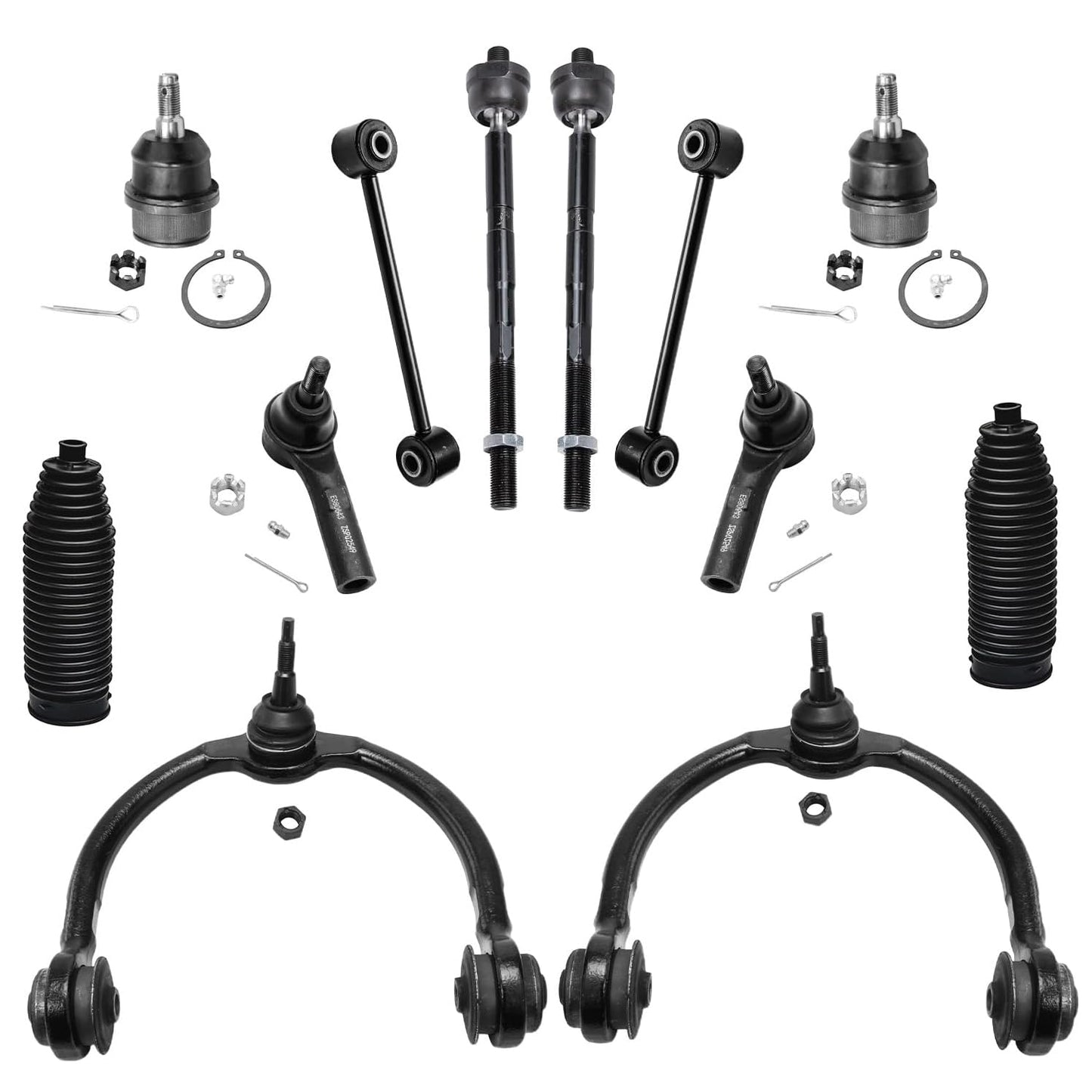 Detroit Axle - 12pc Front End Kit for 07-13 Chevy Silverado 1500 GMC Sierra | Suburban Yukon XL 1500 Tahoe Escalade ESV EXT, 2 Upper Control Arms 2 Sway Bars 4 Tie Rods 2 Lower Ball Joints 2 Boots