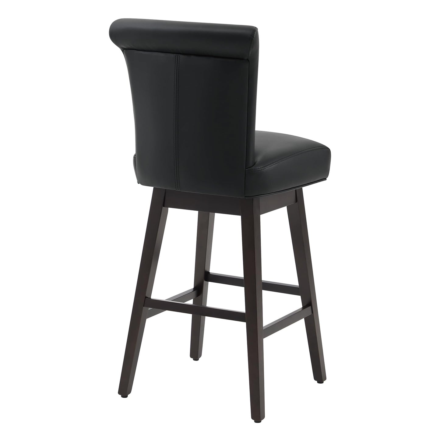 CHITA 30 Inch Counter Height Swivel Bar Stools Set of 2, FSC Certified Modern Upholstered Faux Leather Swivel Barstool Chairs with Back, Black