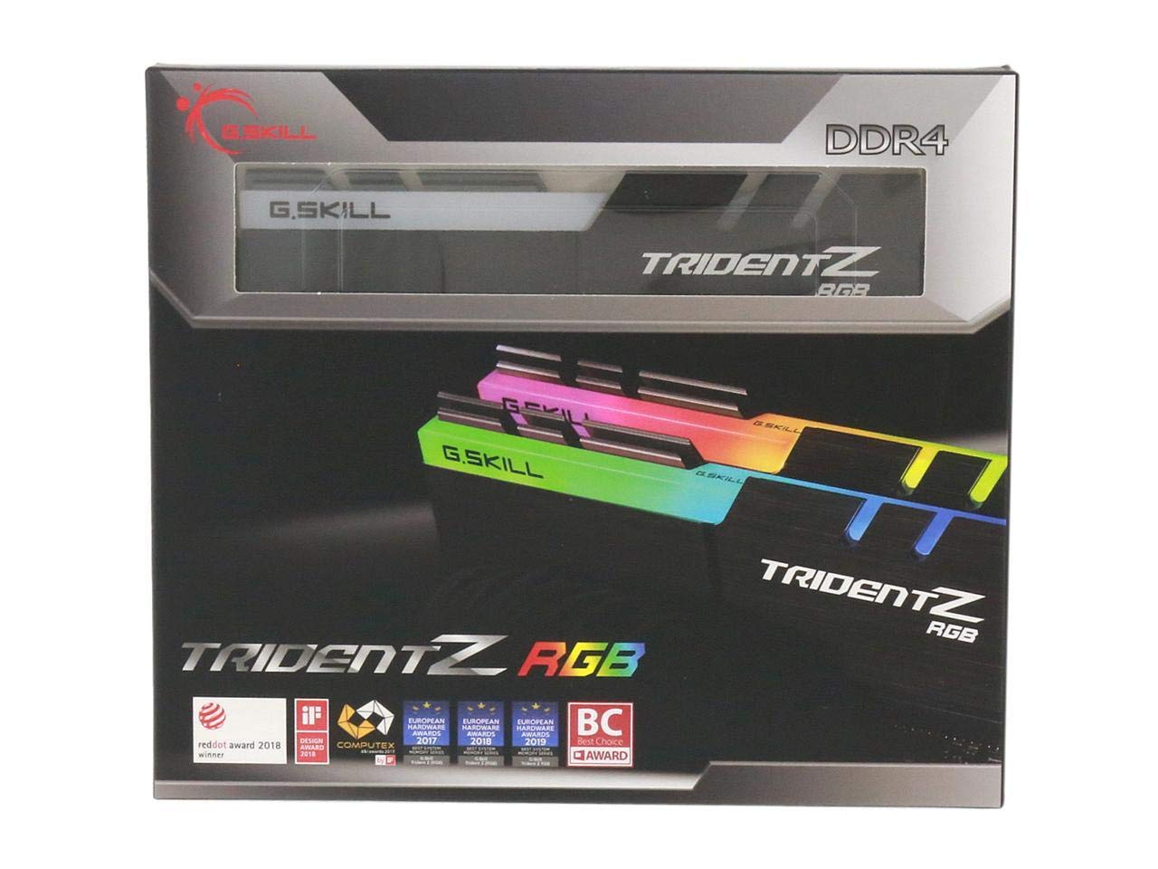 G.SKILL Trident Z RGB Series DDR4 RAM (XMP) 32GB (2x16GB) 3600MT/s CL18-22-22-42 1.35V Intel AMD Desktop Computer Memory U-DIMM (F4-3600C18D-32GTZR)