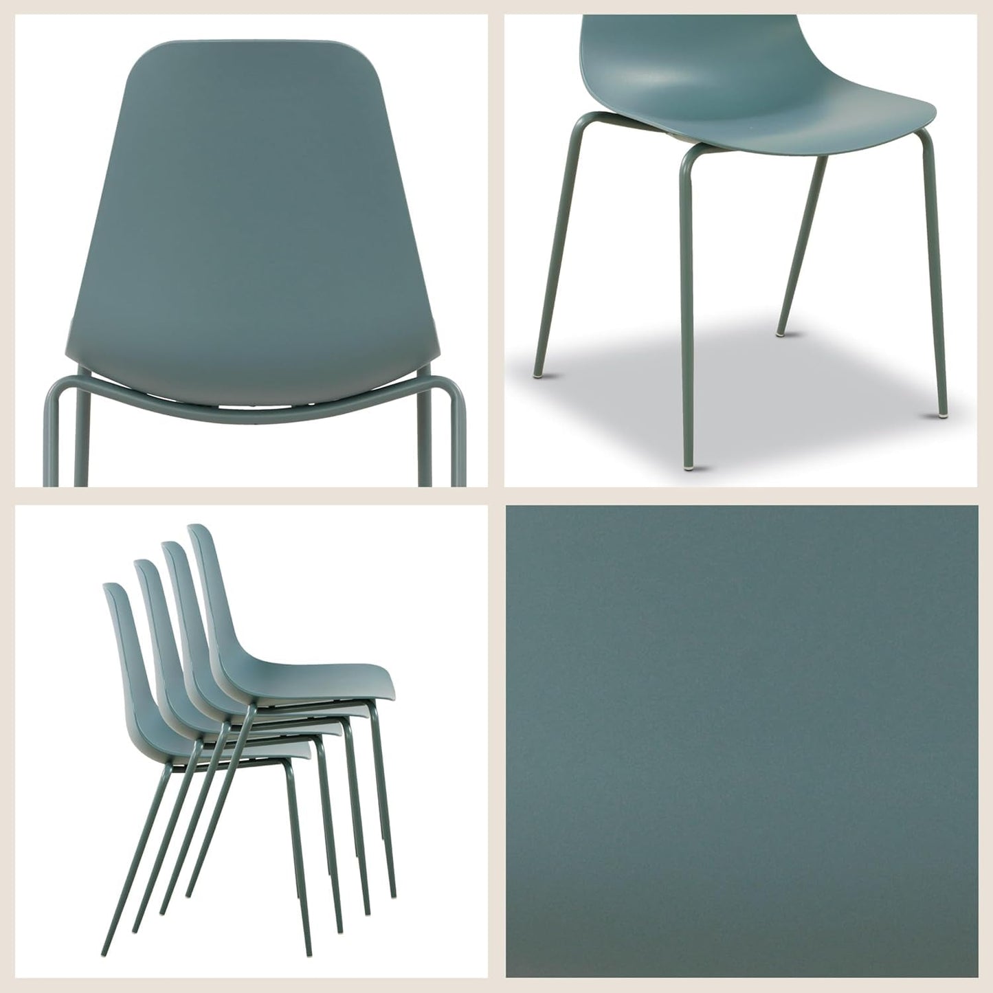 POLY & BARK Isla Modern Dining Chairs Set of 4 – Mid Century Modern Plastic Dining Chair with Metal Legs – Kitchen & Dining Room Chairs – Indoor/Outdoor – White