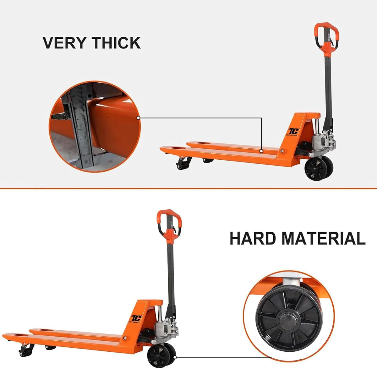 Tory Carrier Hand Pallet Jack 6600lbs Capacity, Pallet Truck 48" Length x 27" Width Fork, Orange-2PCS