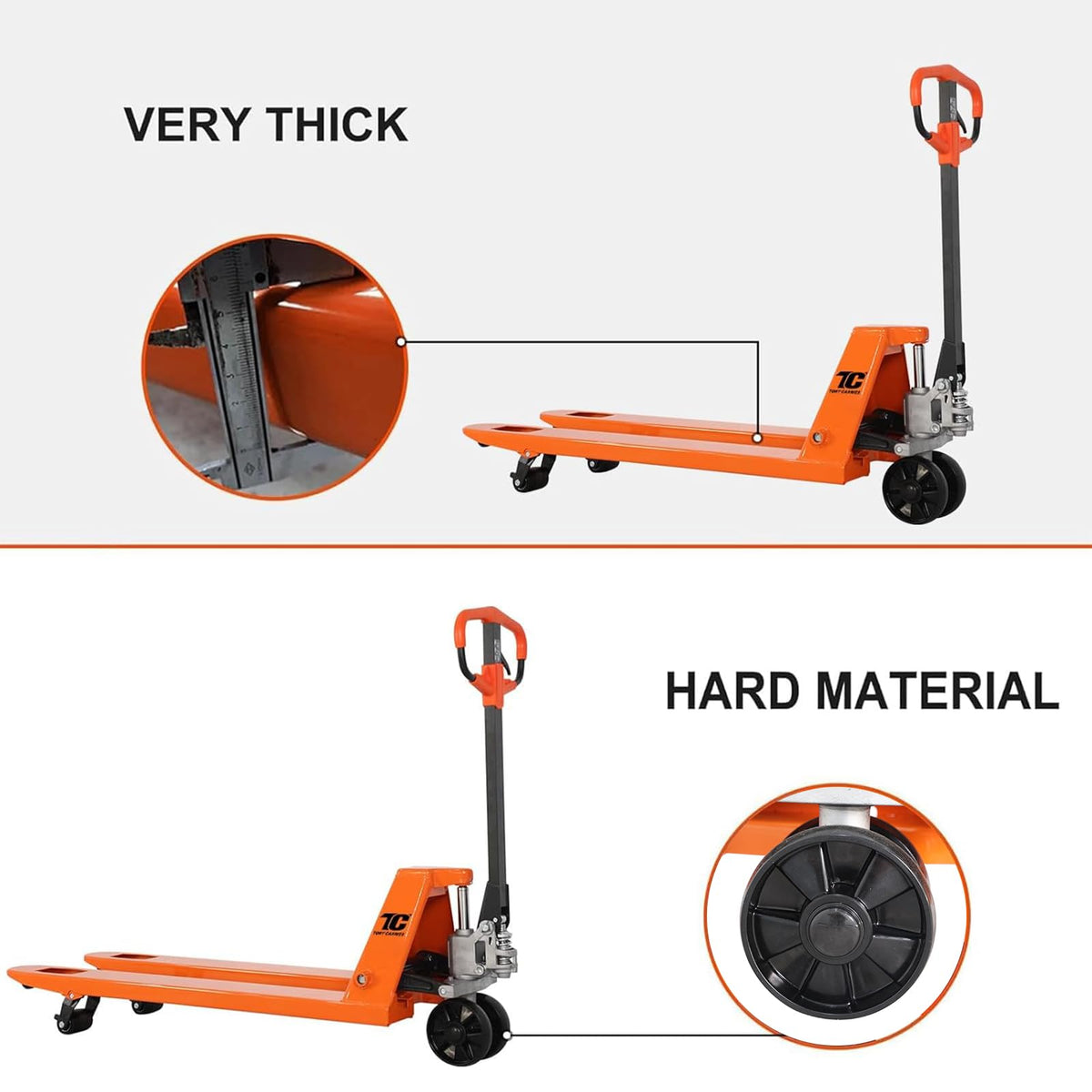 Tory Carrier Hand Pallet Jack 6600lbs Capacity, Pallet Truck 48" Length x 27" Width Fork, Orange-2PCS
