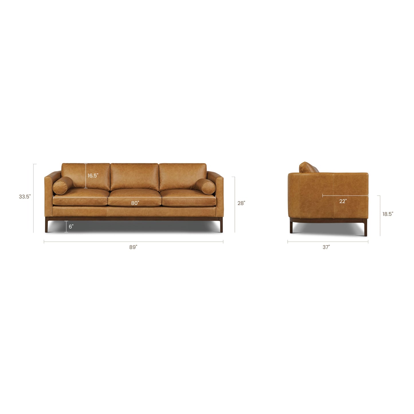 Poly & BARK Napa 88.5" Sofa with Deep Seating, Tailored Upholstered Finish, Clean Modern Lines, and Balanced Proportions for Comfortable and Refined Living Spaces