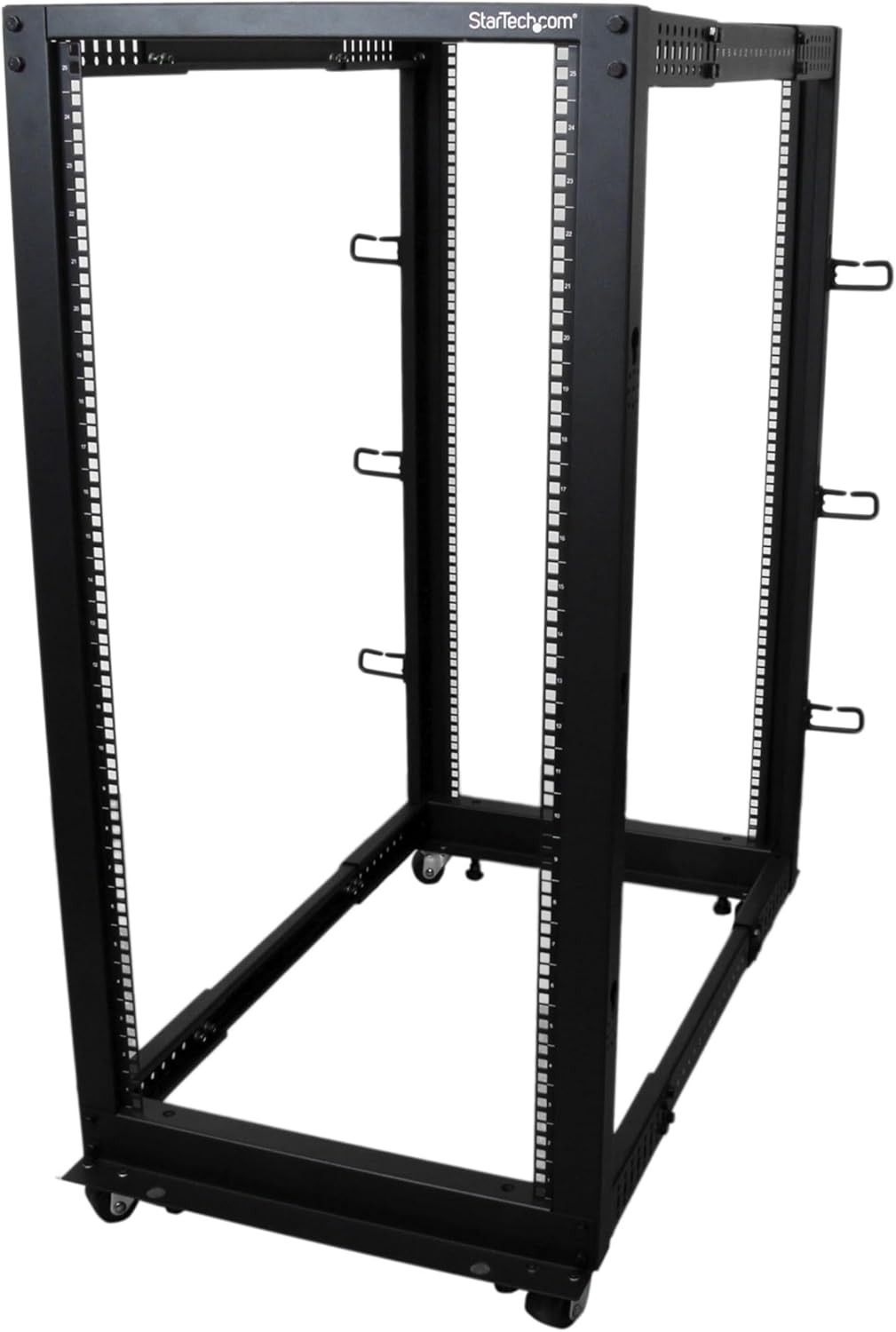 StarTech 25U 4-Post Server Rack, 19in Open Frame Rack with 40in (101cm) Mounting Depth and 1200lb (544kg) Weight Capacity, Mobile or Floor Mount IT Rack