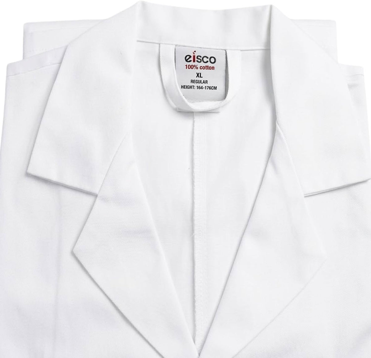 EISCO Adult XL Professional Grade 100% Cotton Lab Coat – Snap Front Laboratory Coat, 3 Pockets, Machine Washable, White
