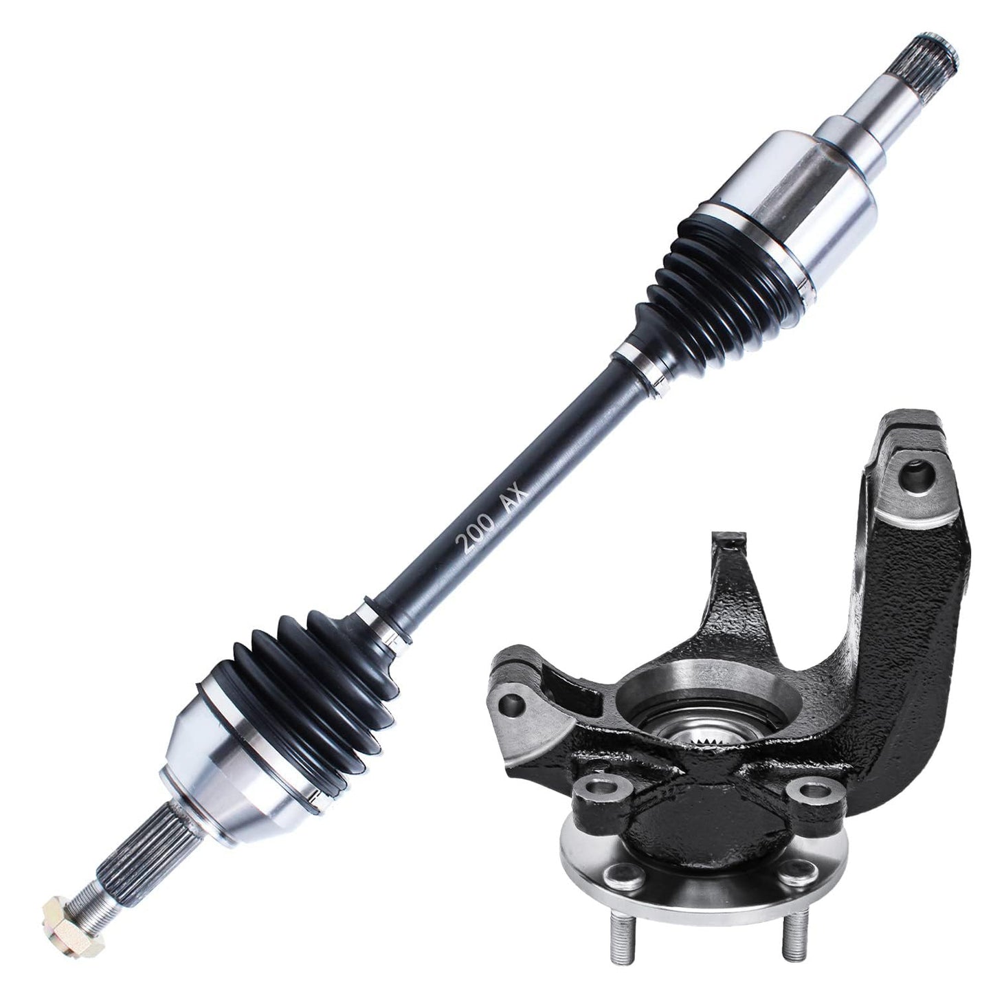 Detroit Axle - 4WD 2 Front CV Axle Shafts for 2007-2020 Chevy Silverado 1500 GMC Sierra Suburban Yukon XL 1500 Tahoe Avalanche Escalade ESV EXT 6 Lugs CV Axle Shafts Assembly Pair Replacement