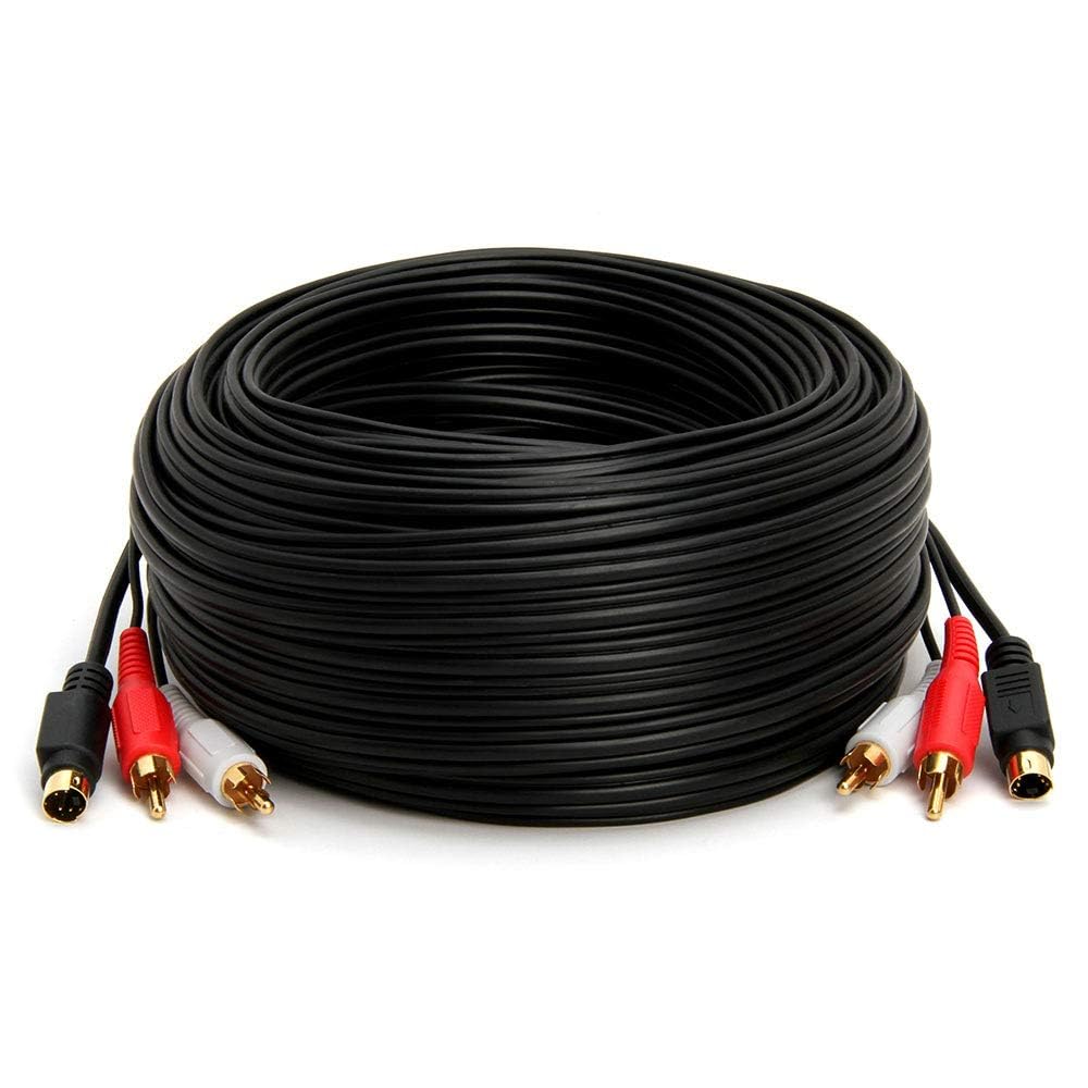 Cmple - S Video Cable 25 ft SVHS 4-PIN Video Cable Mini Din S-Video Cord for Home Theater, Camcorder, DSS Receiver, DVD Player- Black