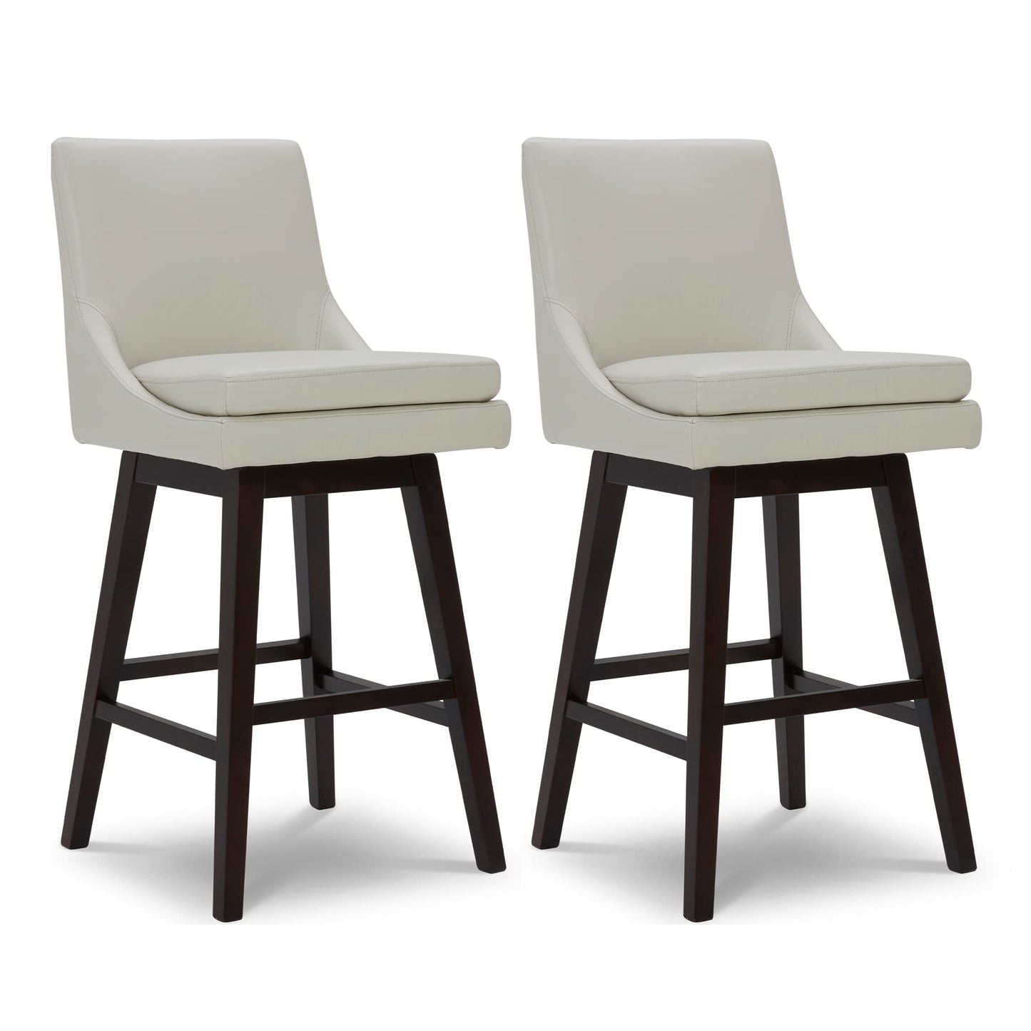 CHITA Bar Height Swivel Barstool with Back Set of 2, FSC Certified Upholstered Bar Stool, 30.7" H Seat Height, Fabric in Ivory