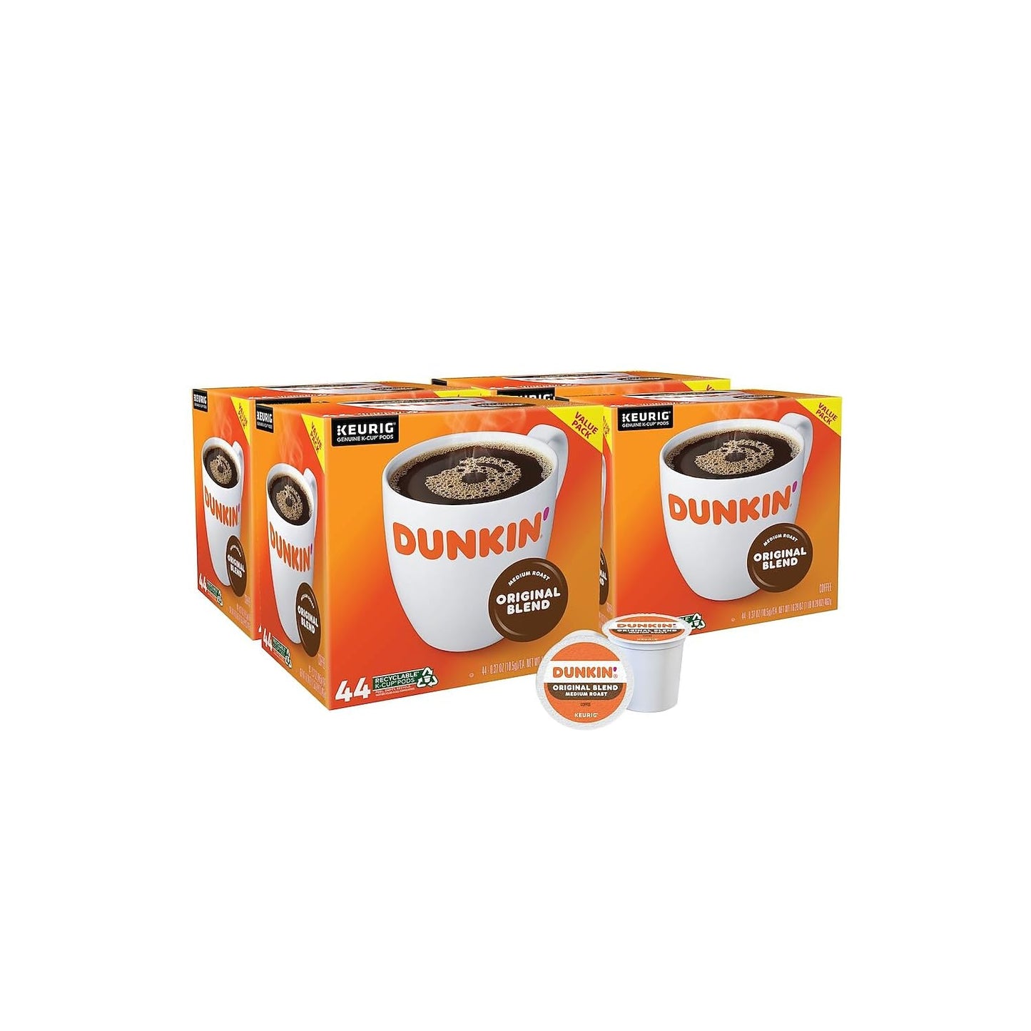 Dunkin' Donuts 2091512 Original Blend Coffee K-Cup Pods Medium Roast 44/Box (006933)