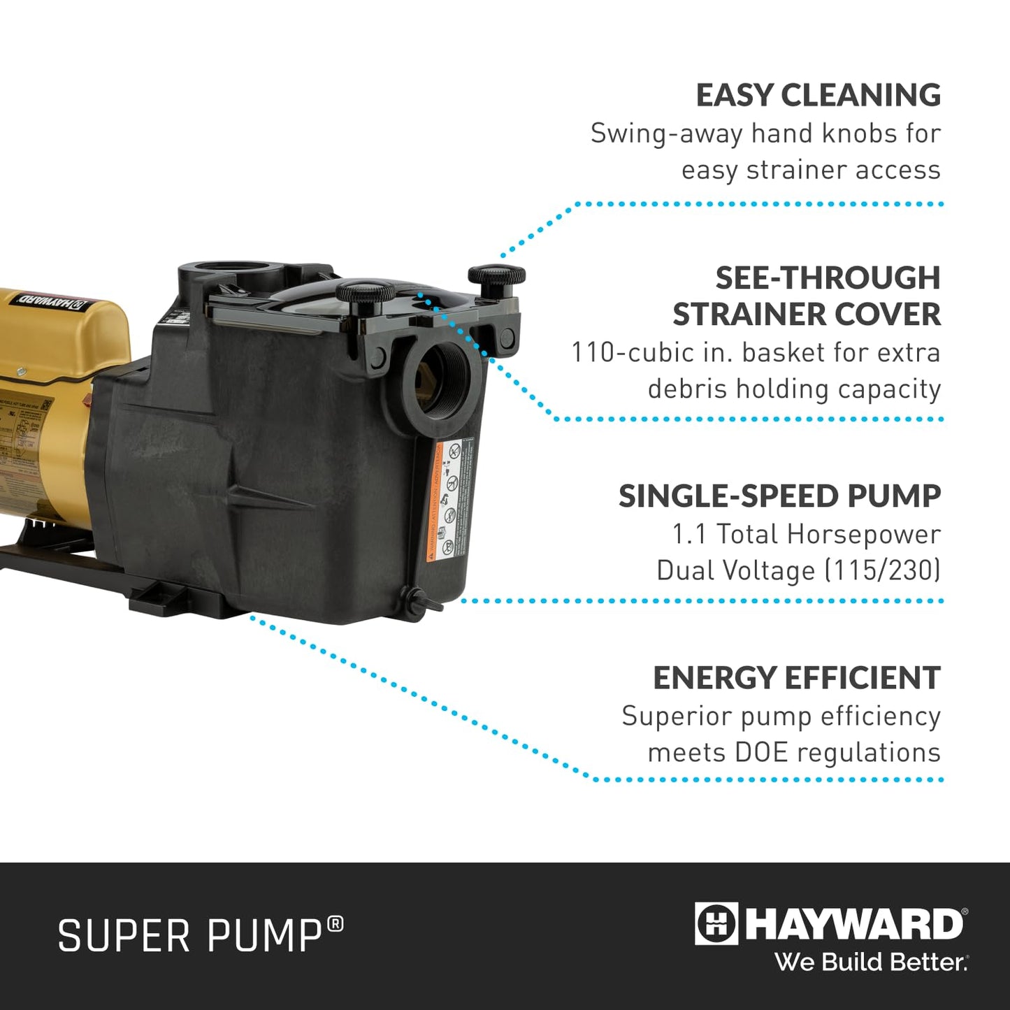 Hayward Pool Pump Inground Pools Super Pump 1 HP (W3SP2607X10 replacement for SP2607X10 pump for in-ground pools)