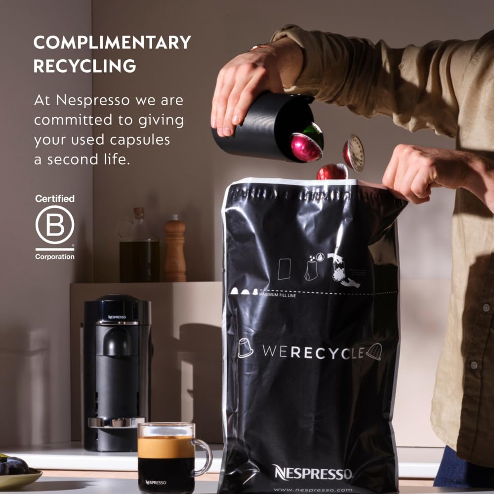Nespresso Vertuo Pop+ Deluxe Coffee and Espresso Maker by De'Longhi, Black Matte Dark Chrome