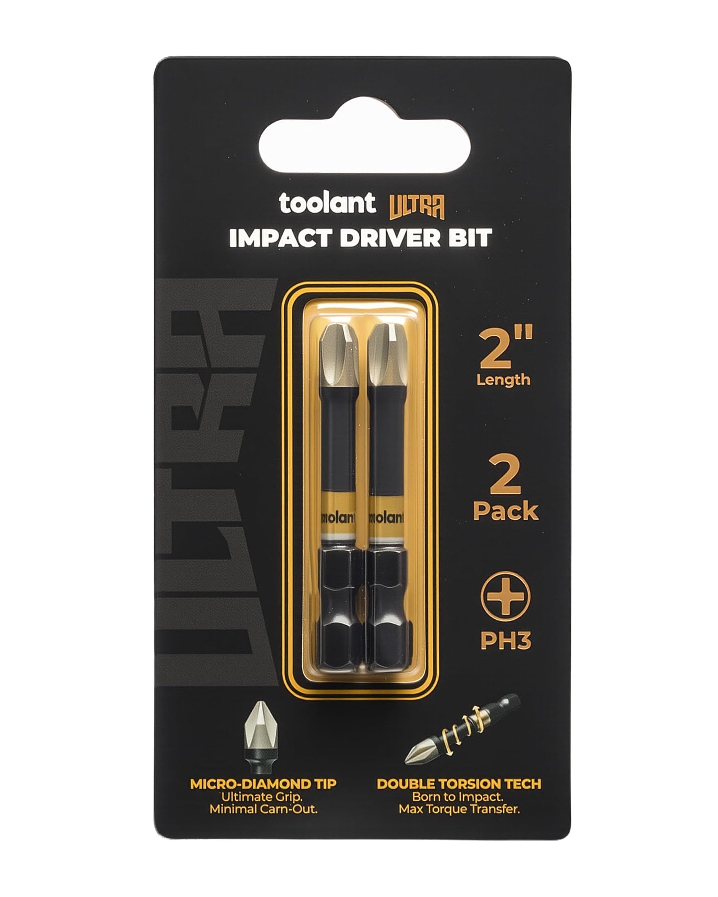 toolant Phillips Impact Screwdriver Bit Set 6 Inch PH2, 2 Pack Magnetic Anti Slip CNC Machined Tips Impact Steel X2 Driver Bit Set for Impact Driver