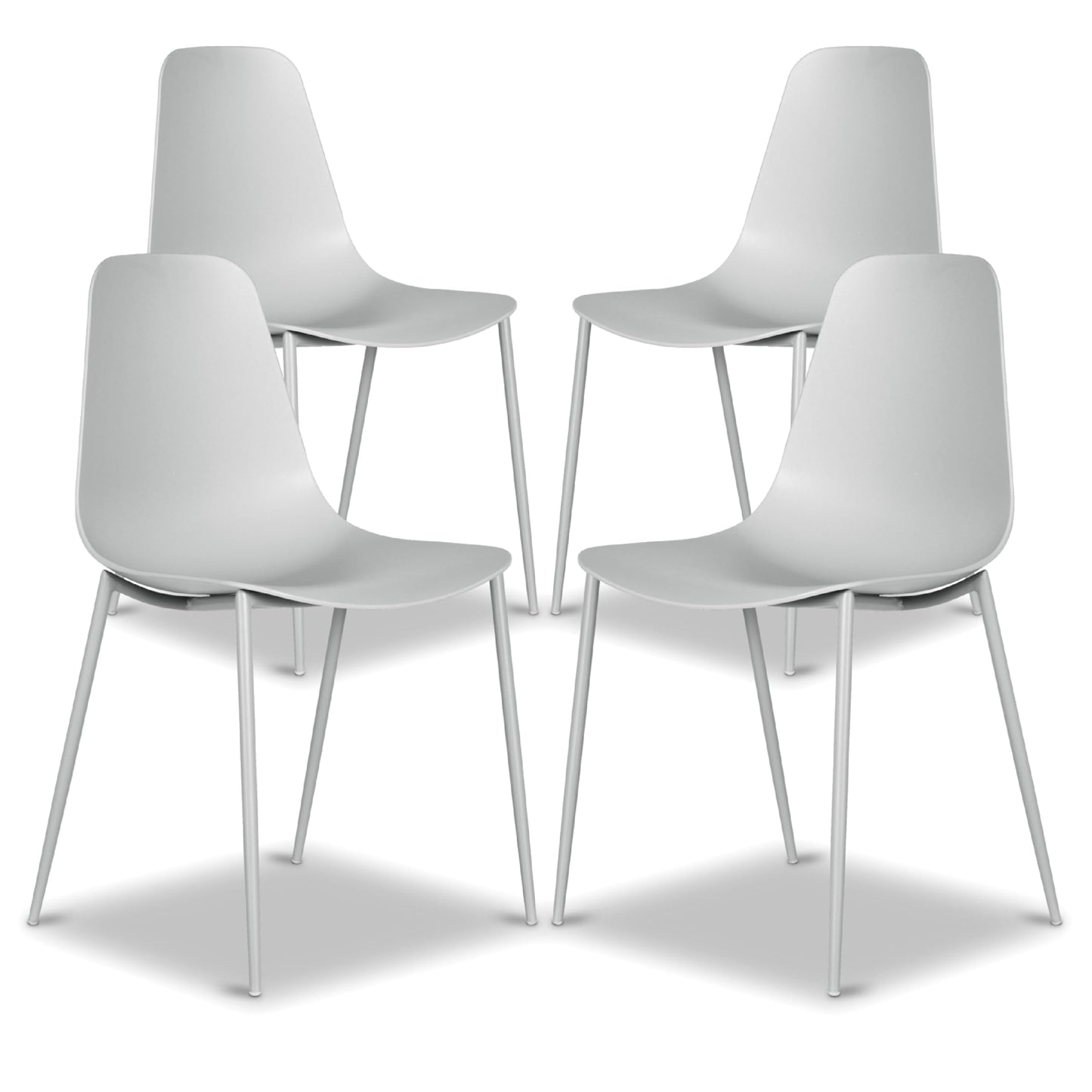 POLY & BARK Isla Modern Dining Chairs Set of 4 – Mid Century Modern Plastic Dining Chair with Metal Legs – Kitchen & Dining Room Chairs – Indoor/Outdoor – White