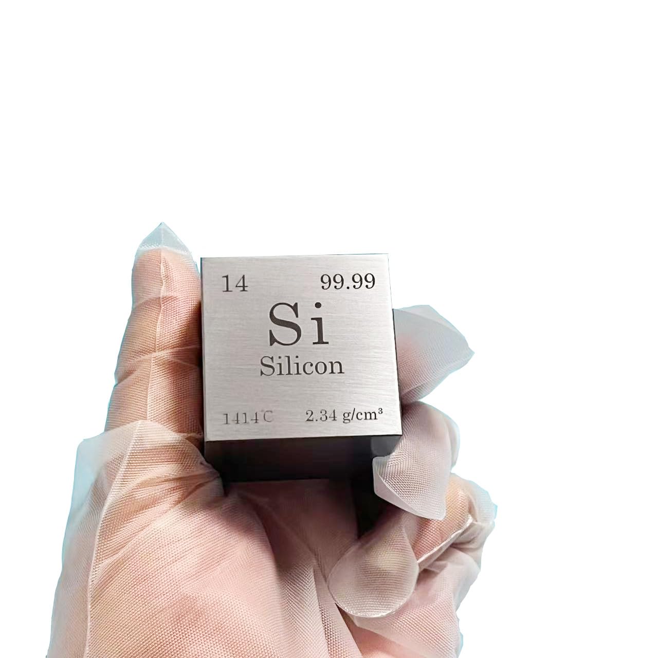 Single Crystal Silicon Cube 12.7mm (0.5 inch), Si Element Sample Cube, Precision-Machined Monocrystalline Silicon Block for STEM Education, Density Experiment, Display & Collection
