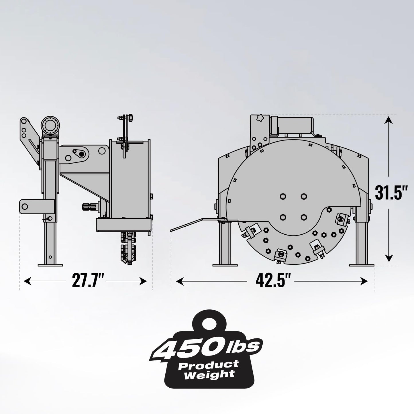 MechMaxx Heavy Duty 3-Point PTO Powered Stump Root Grinder For 15-45HP Tractors With 34 Carbide Teeth, 6'' Cutting Depth, 24'' Flywheel Diameter, Model SG24 Orange