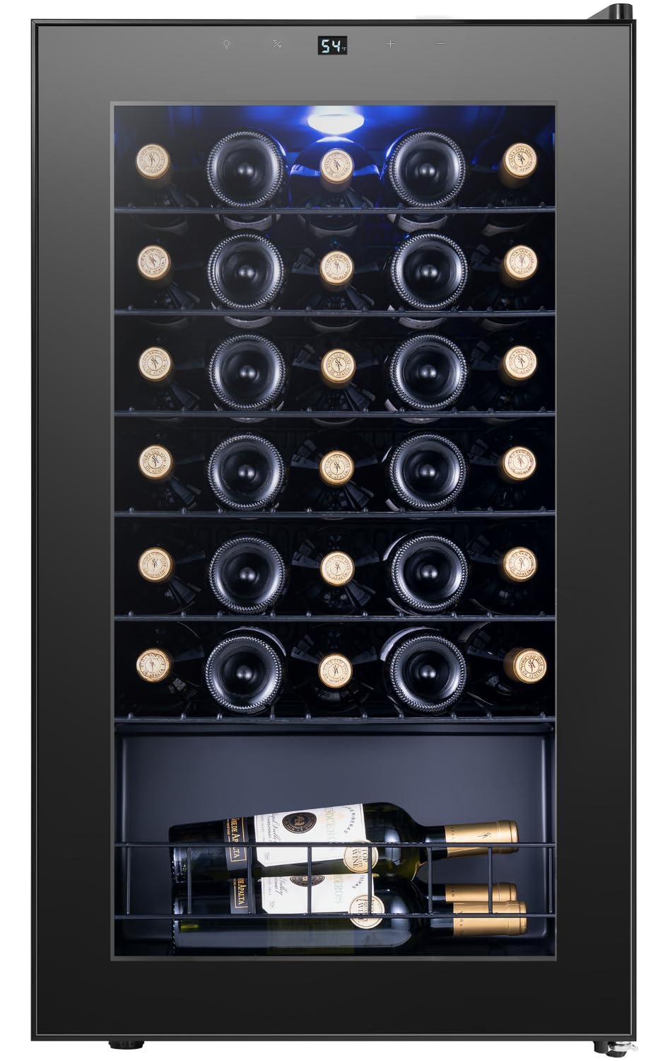Yeego 34 Bottle Wine Fridge, Freestanding Compressor Wine Cooler Refrigerator, Wine Cellar with 38-65℉ Digital Temperature Control & Double-layer Glass Door for Red and White, Champagne, Black