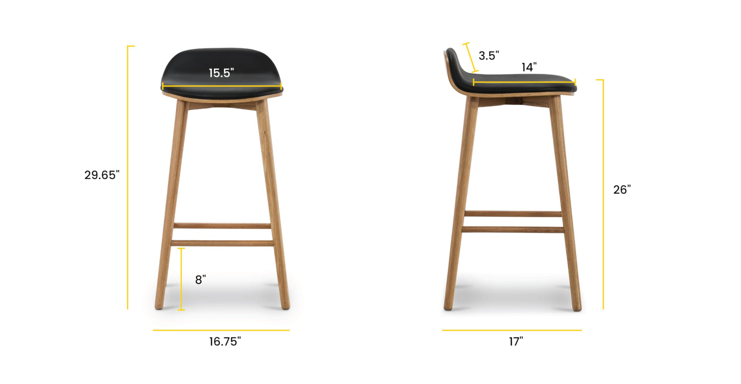Notello Leather Counter Stool in Oak