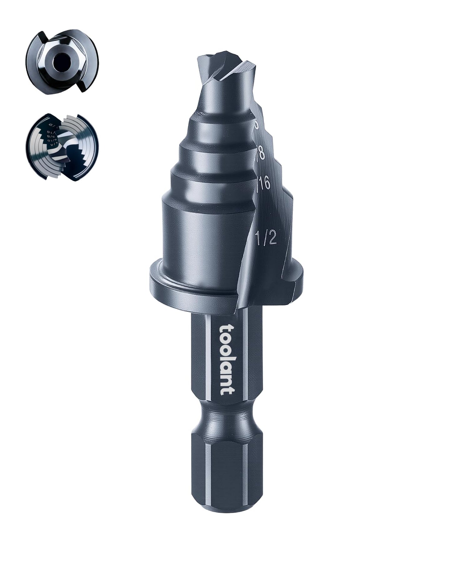 toolant Mini Step Drill Bit, 3PCS Set (1/8"-3/4"), 1/4" Hex Shank, Only 1” Short Drill Body for Extremely Tiny Spaces, M2 HSS & Nitriding Coating, Includes Carabiner & Quick-Release Couplers