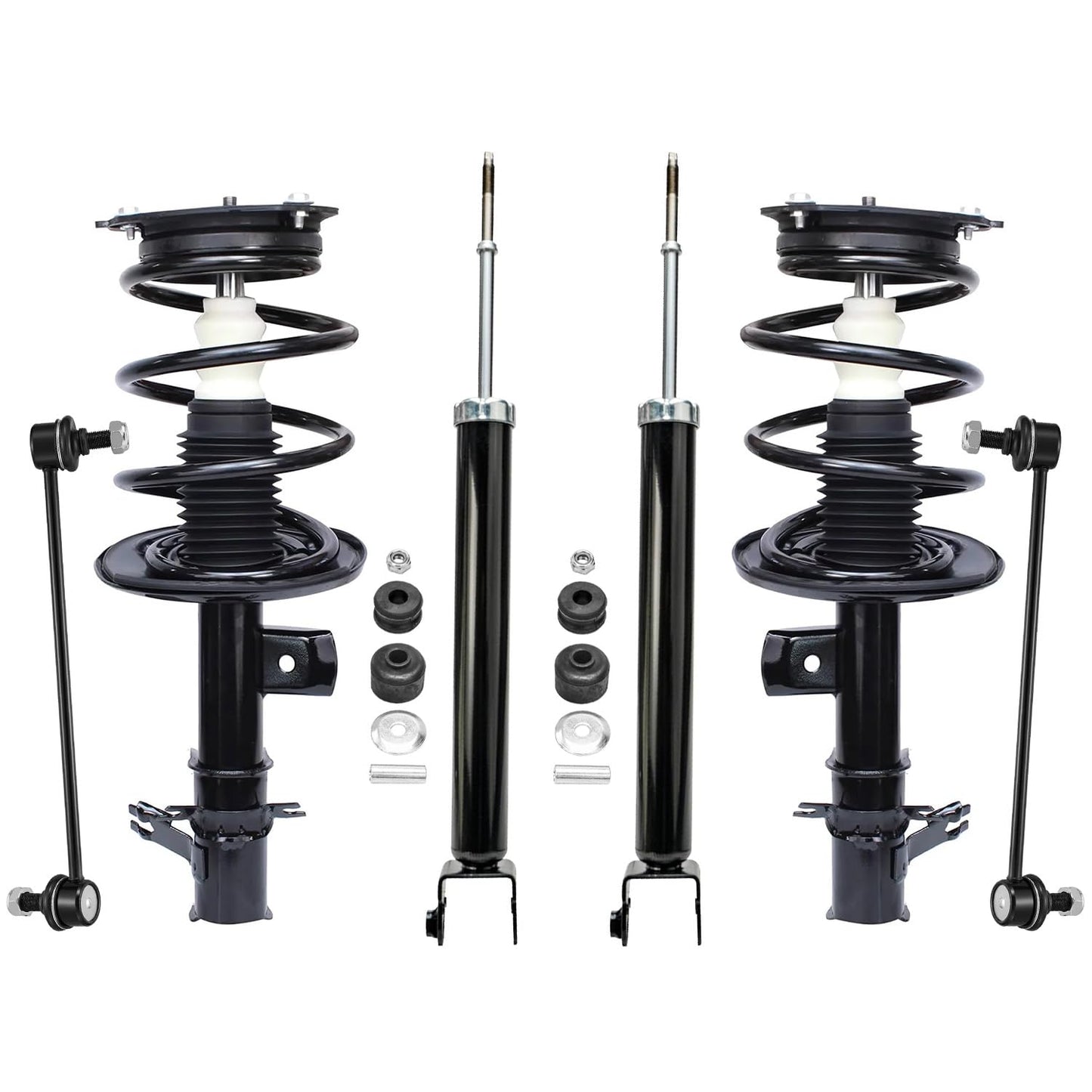 Detroit Axle - 6pc Struts Shocks Kit for 2014-2018 Chevy Silverado 1500 GMC Sierra 1500, 2 Front Struts w/Coil Springs 2 Sway Bars 2 Rear Shock Absorbers 2015 2016 2017 Replacement Suspension