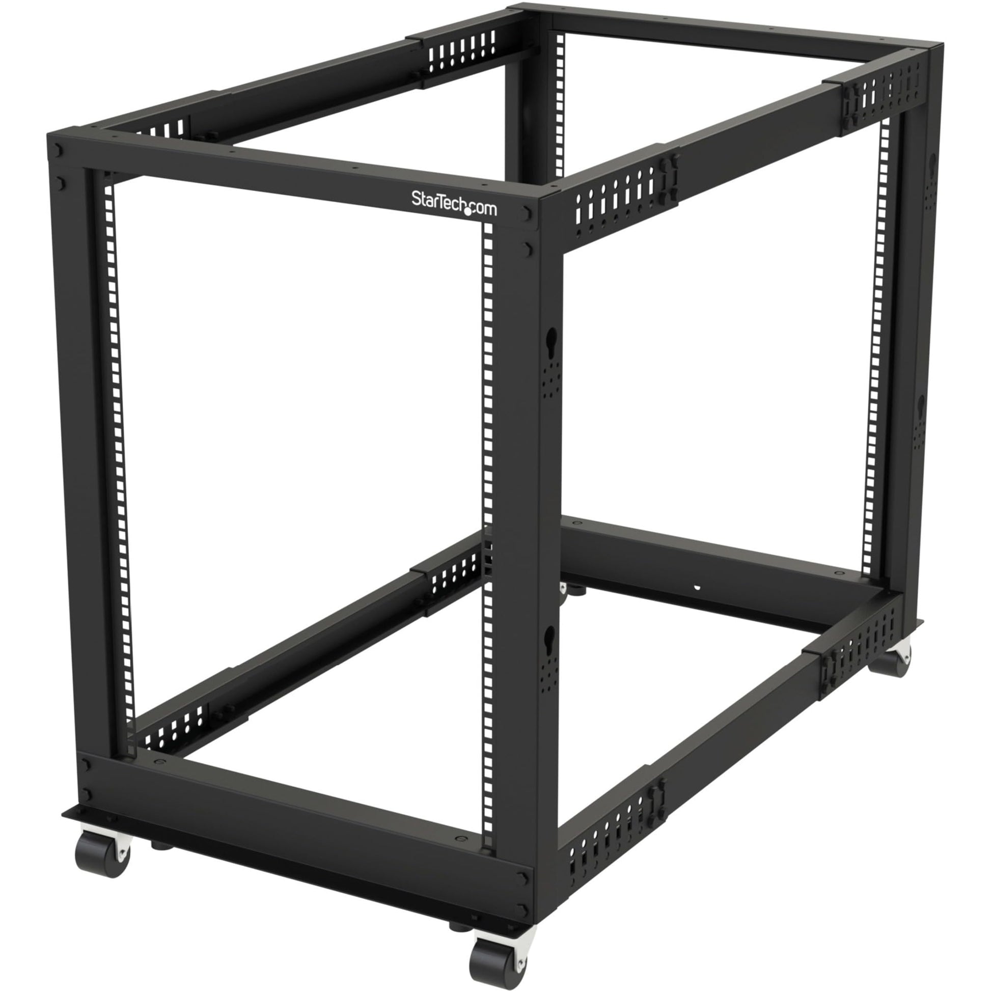StarTech 25U 4-Post Server Rack, 19in Open Frame Rack with 40in (101cm) Mounting Depth and 1200lb (544kg) Weight Capacity, Mobile or Floor Mount IT Rack