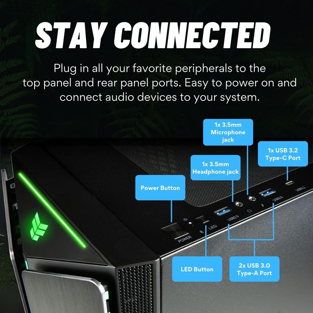 Mantis V2 - RTX 5060, Ryzen 7 5700X, 32GB RAM, 1TB NVMe Gen4 SSD, Prebuilt Gaming Desktop PC w/Windows 11 Pro, 3-Year Warranty, RGB Gamer Keyboard + Mouse, Internal Wi-Fi 6, RJ45, 3X DP & HDMI