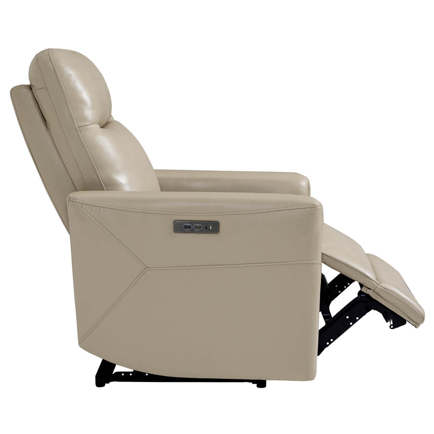 CHITA Genuine Leather Power Recliner Chair for Adults, Electric Wall Hugger Recliner for Small Spaces, Modern Living Room and RV Recliner Chair with Adjustable Power Headrest & Charging Ports, Brown