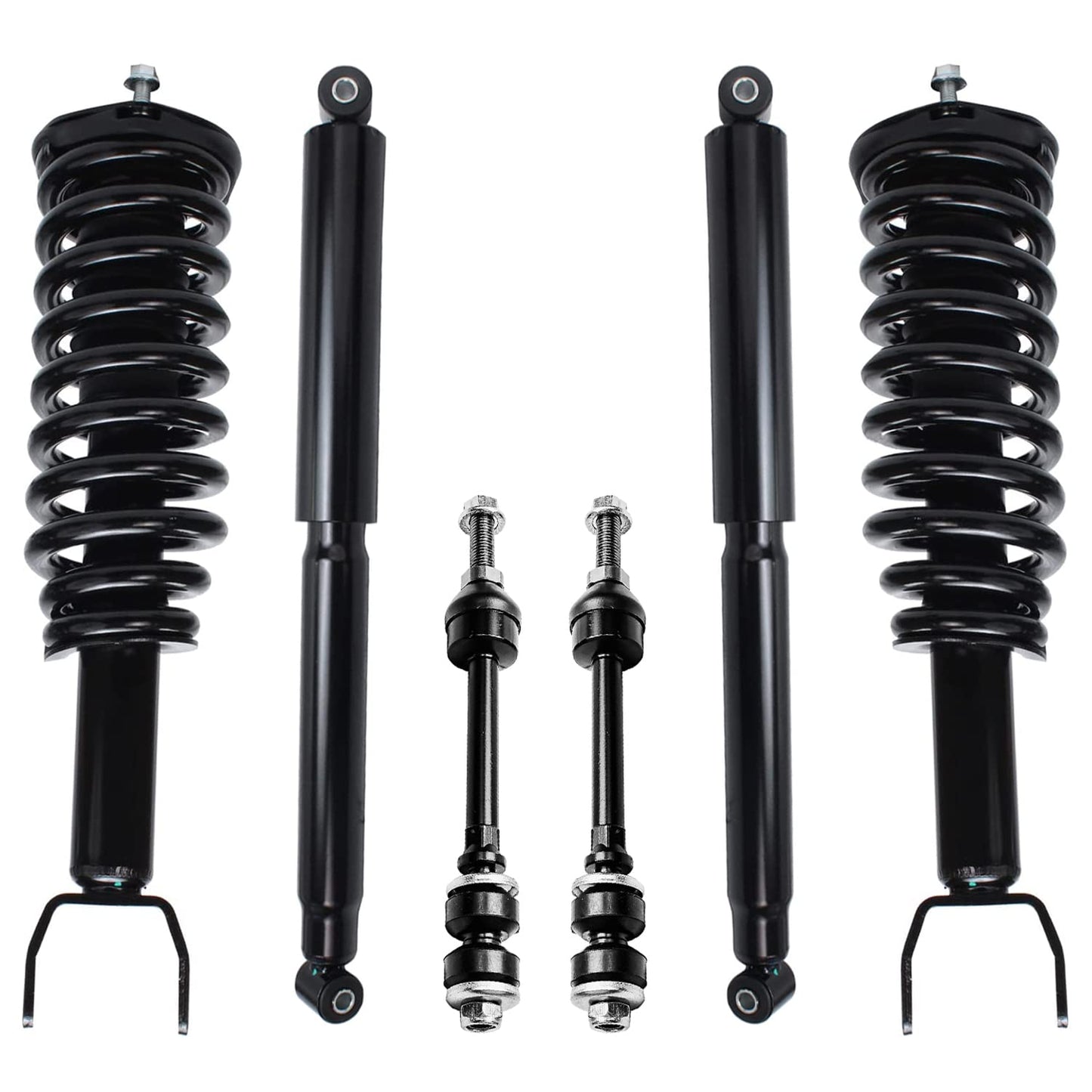 Detroit Axle - 6pc Struts Shocks Kit for 2014-2018 Chevy Silverado 1500 GMC Sierra 1500, 2 Front Struts w/Coil Springs 2 Sway Bars 2 Rear Shock Absorbers 2015 2016 2017 Replacement Suspension