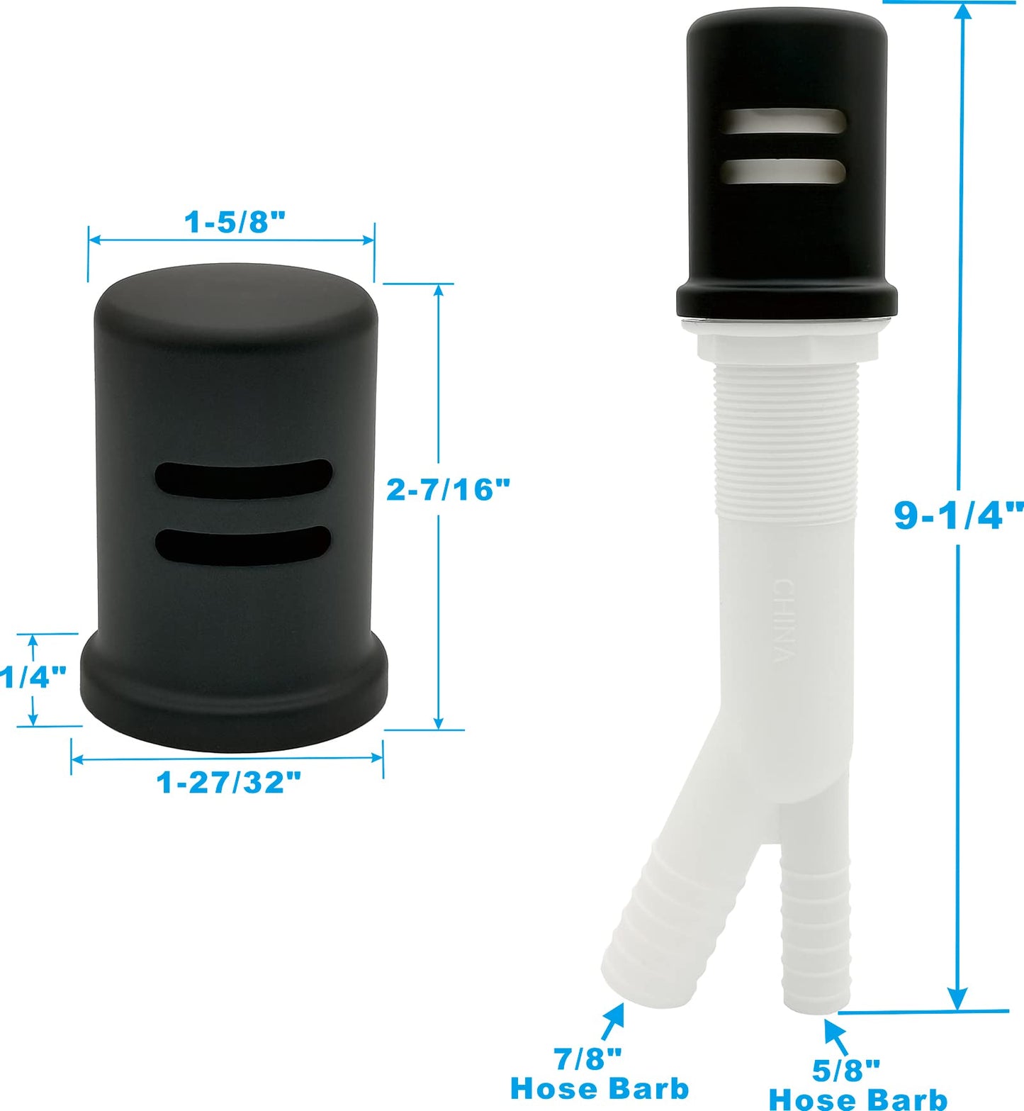 Dishwasher Air Gap Cover Black only, Skirted, Replacement Black air gap dishwasher,Solid Brass,Matte Black Finish