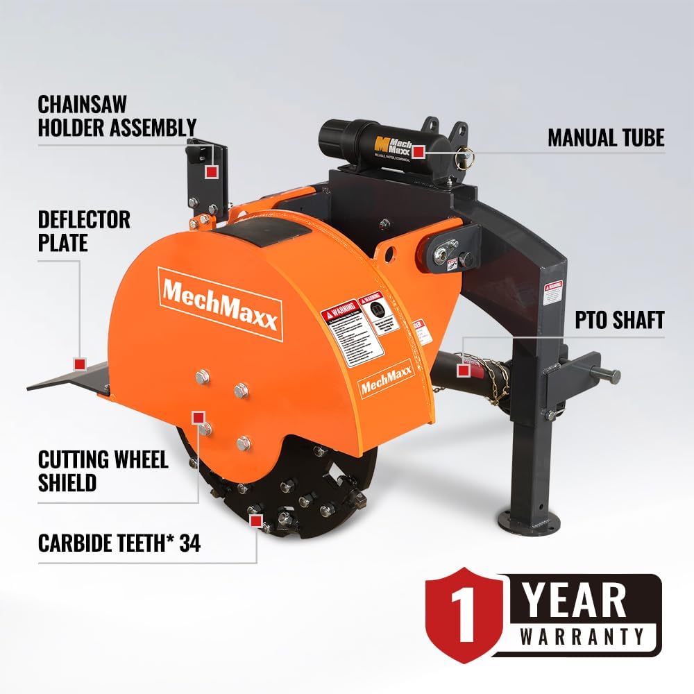 MechMaxx 24" Heavy Duty PTO Powered Stump Root Grinder