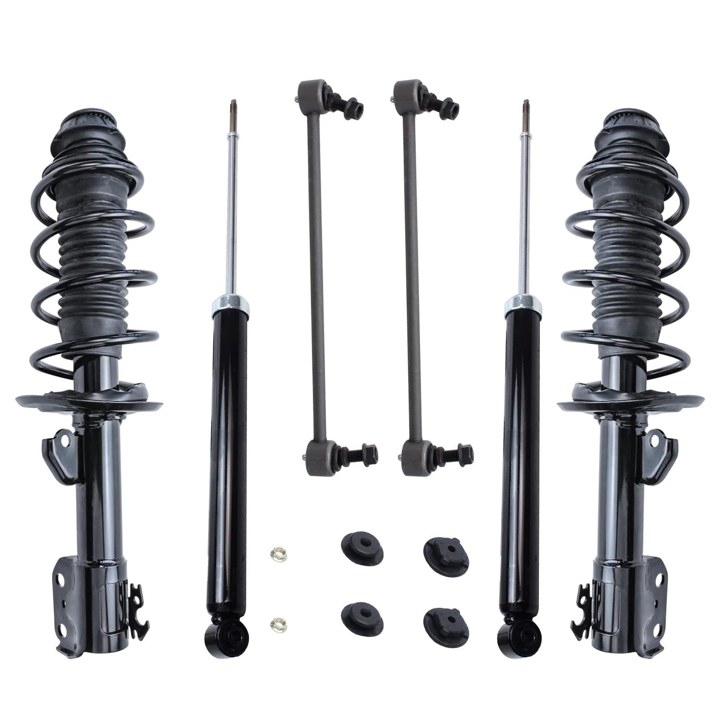 Detroit Axle - 6pc Struts Shocks Kit for 2014-2018 Chevy Silverado 1500 GMC Sierra 1500, 2 Front Struts w/Coil Springs 2 Sway Bars 2 Rear Shock Absorbers 2015 2016 2017 Replacement Suspension
