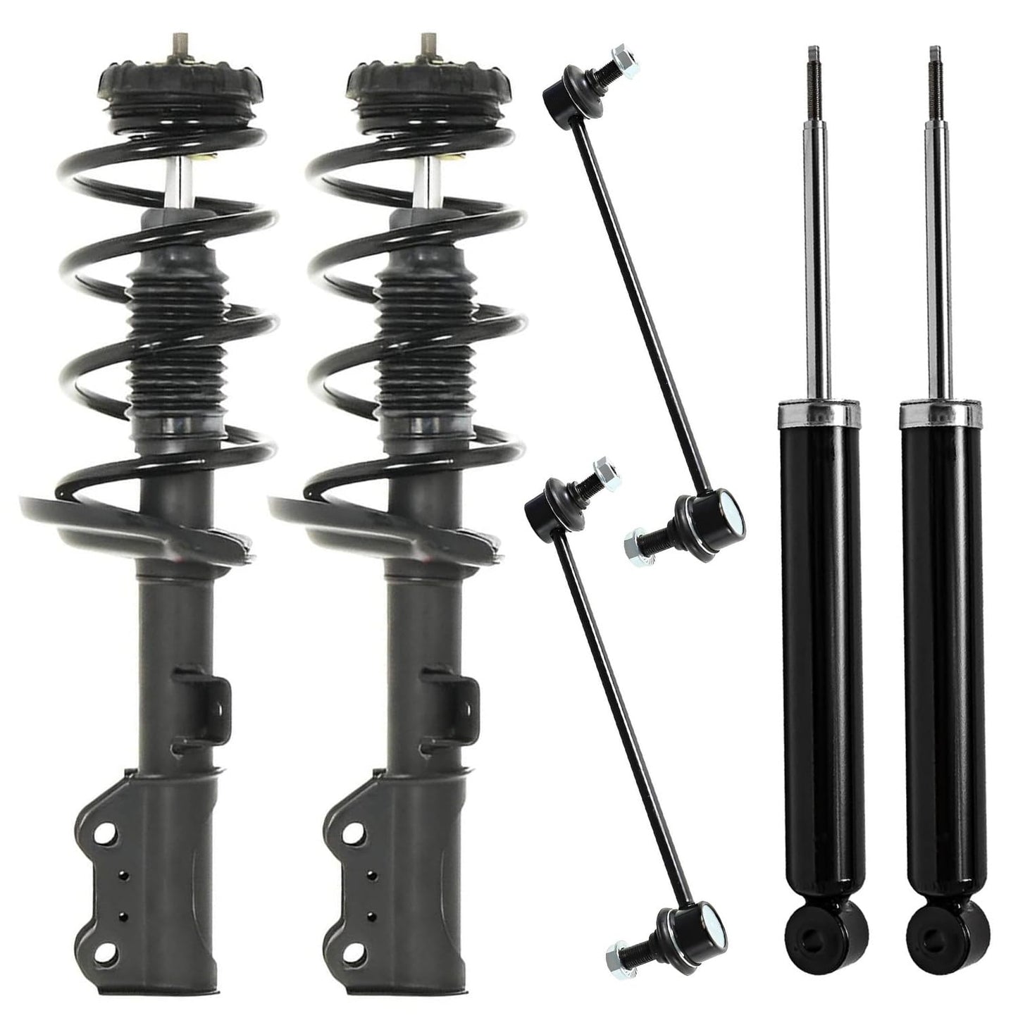 Detroit Axle - 6pc Struts Shocks Kit for 2014-2018 Chevy Silverado 1500 GMC Sierra 1500, 2 Front Struts w/Coil Springs 2 Sway Bars 2 Rear Shock Absorbers 2015 2016 2017 Replacement Suspension