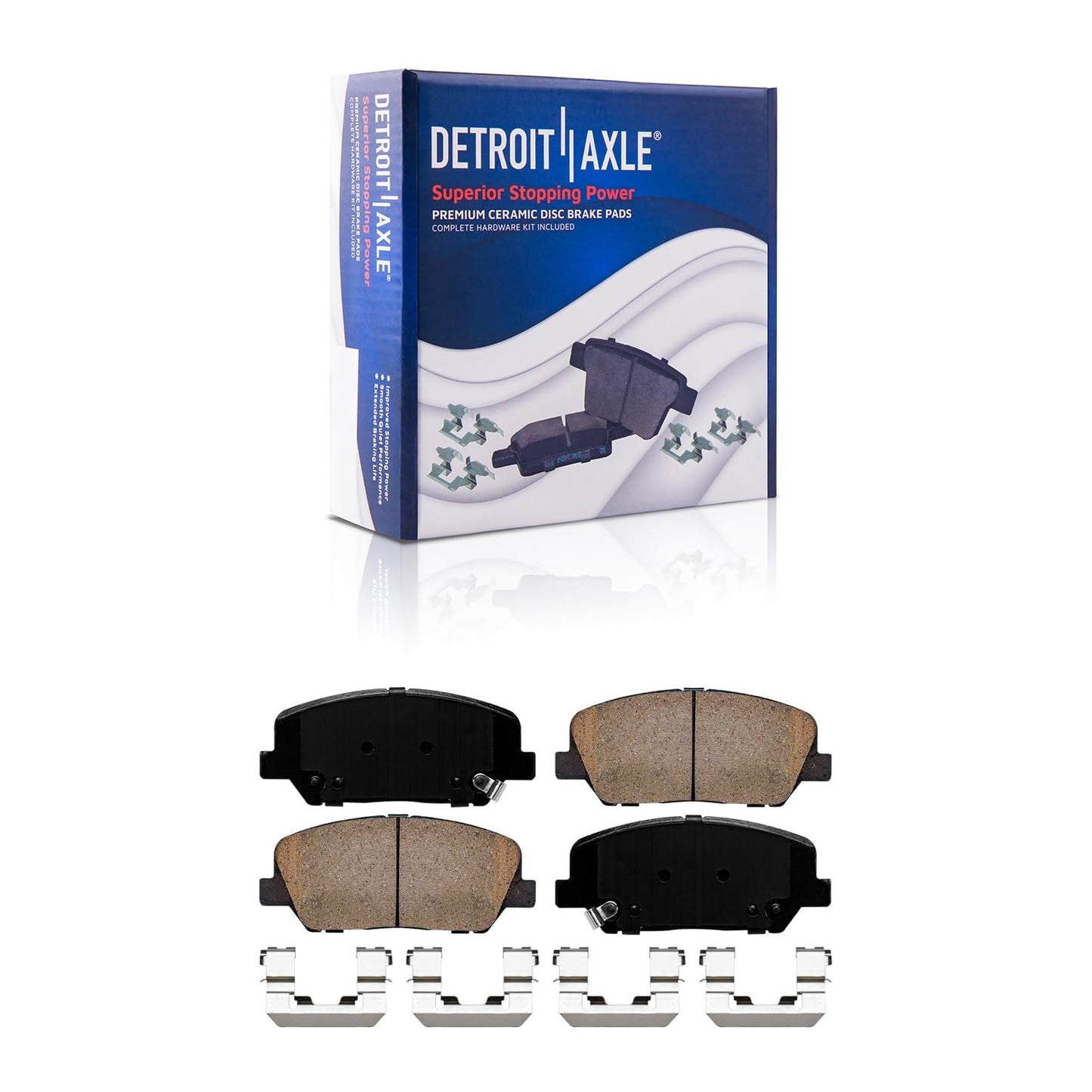 Detroit Axle - Front Brake Kit for 2012-2022 Ford F-250 Super Duty, 2013-2022 Ford F-350 Super Duty, 14.29" inch Drilled and Slotted Disc Brake Rotors Ceramic Brakes Pads Replacement