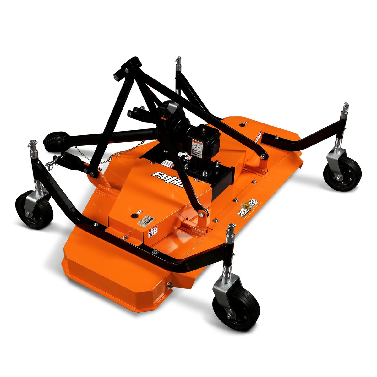 3 Point PTO 60'' Working Width Finish Mower Attachment for 18-50hp Tractor, Category 1 Hitch, 4-Tires, 0.4'' - 4.5'' Adjustable Cutting Height, Model FM150