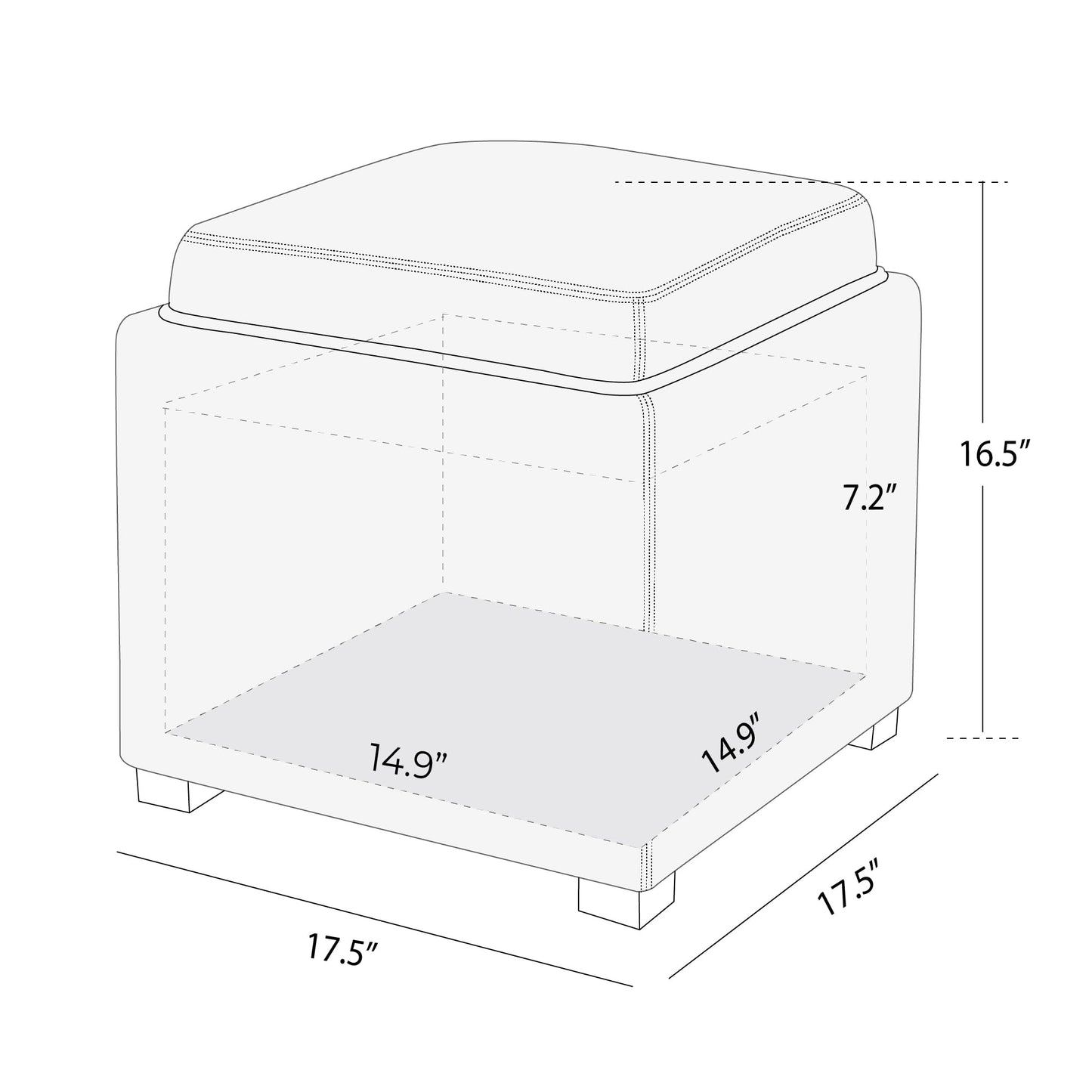 CHITA Storage Ottoman Cube with Tray Lid, Small Footstool with Storage, Square End Table for Living Room and Bedroom, Faux Leather in Saddle Brown