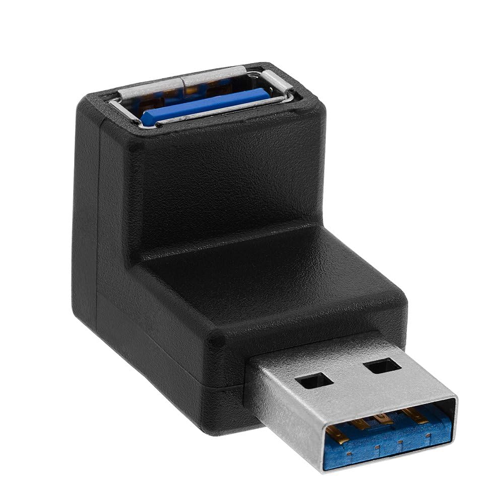 Cmple - 90 Degree USB 3.0 Male to Female Adapter Up Right Angle USB A Plug to Jack Connector Converter Extender for PC Laptop Hard Drive Keyboard Mouse Charger - 10 Pack