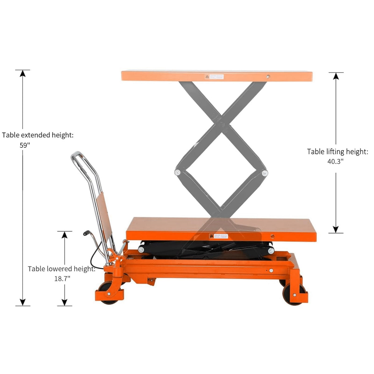 Tory Carrier Double Scissor Lift Table 330 Lbs Capacity