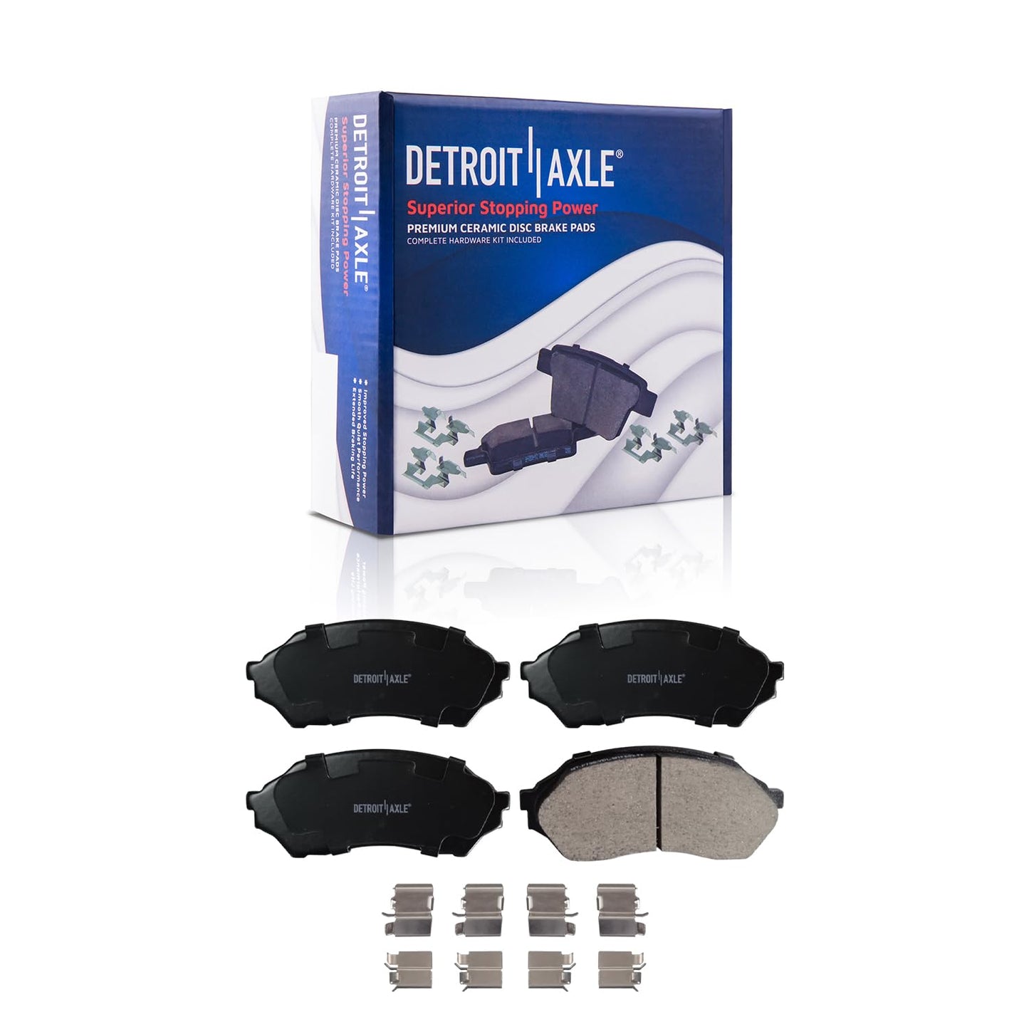 Detroit Axle - 4WD Brake Kit for 2012-2022 Ford F-250 Super Duty 2013-2022 F-350 Super Duty, 14.29" inch Front Rear Drilled Slotted Brake Rotors Ceramic Brakes Pads Replacement
