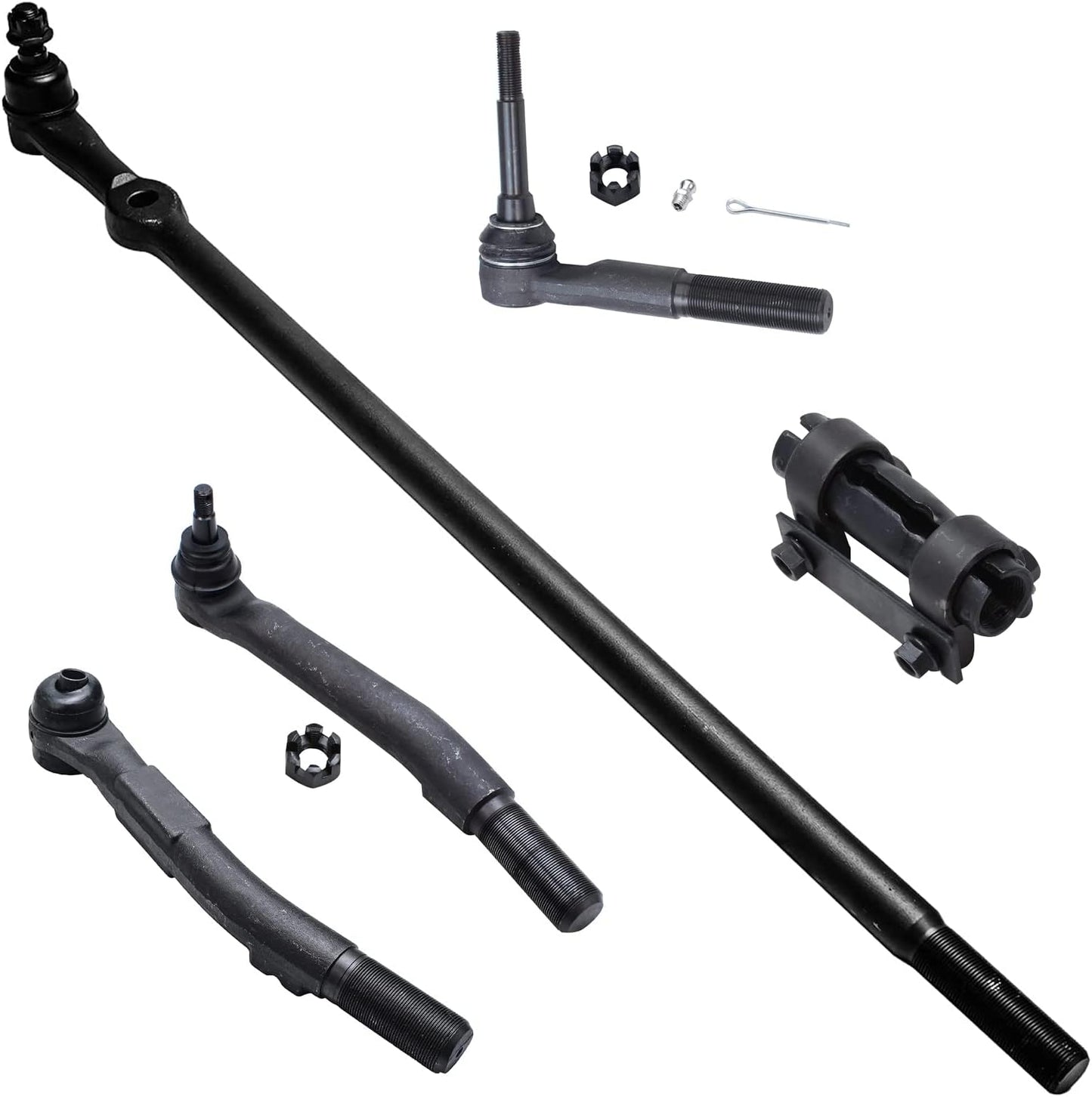 Detroit Axle - 4WD Front 5pc Tie Rods Kit for 2005-2016 Ford F-250 F-350 Super Duty Outer Tie Rod Ends Adjusting Sleeve Drag Link & Pitman Arm Suspension Kit Replacement